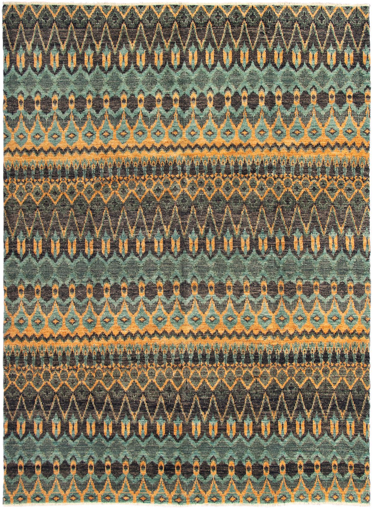 Hand-knotted Shalimar Light Brown, Turquoise Wool Rug 10'0" x 13'8" Size: 10'0" x 13'8"  