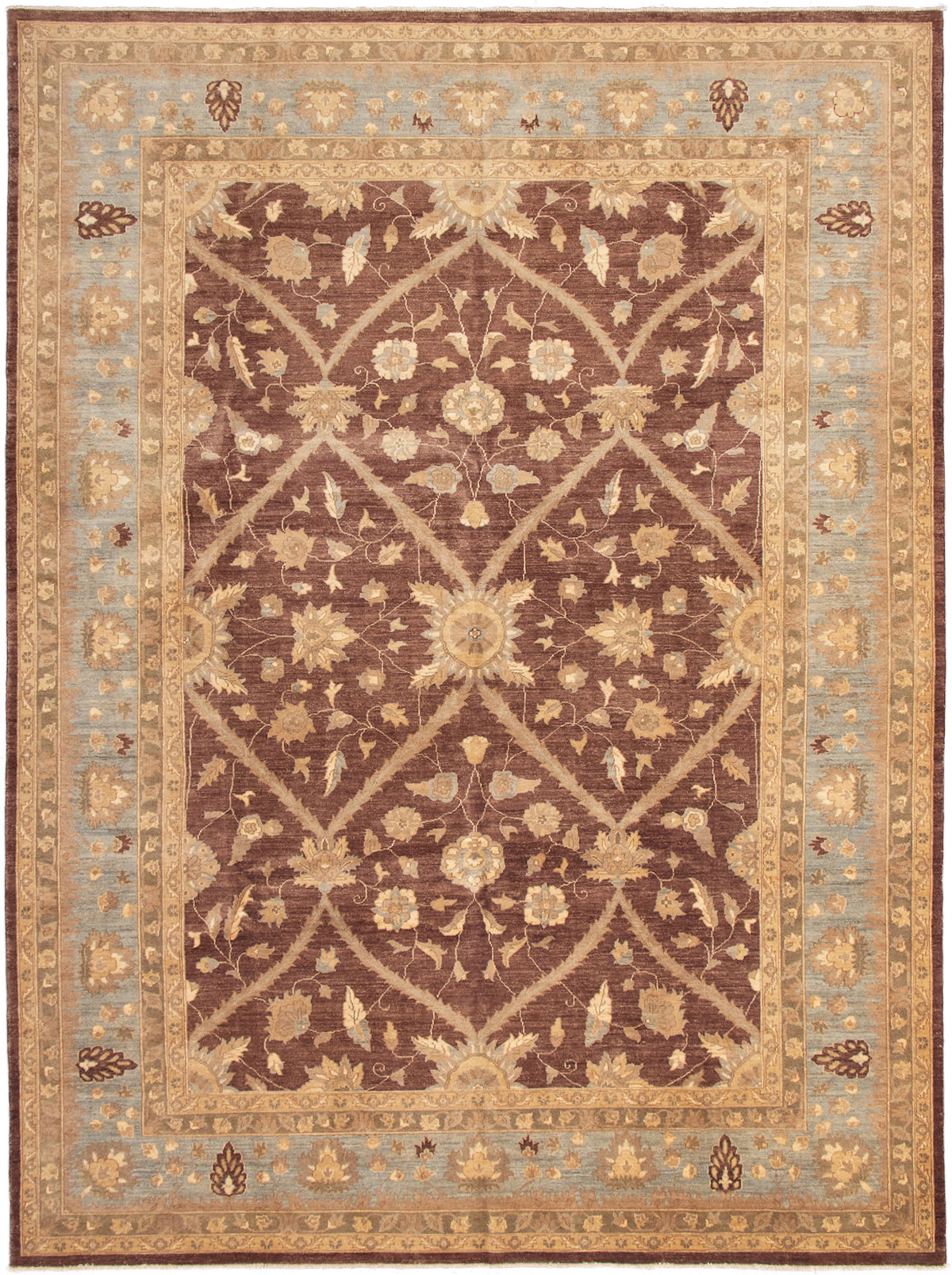 Hand-knotted Peshawar Finest Dark Brown Wool Rug 10'0" x 13'8" Size: 10'0" x 13'8"  