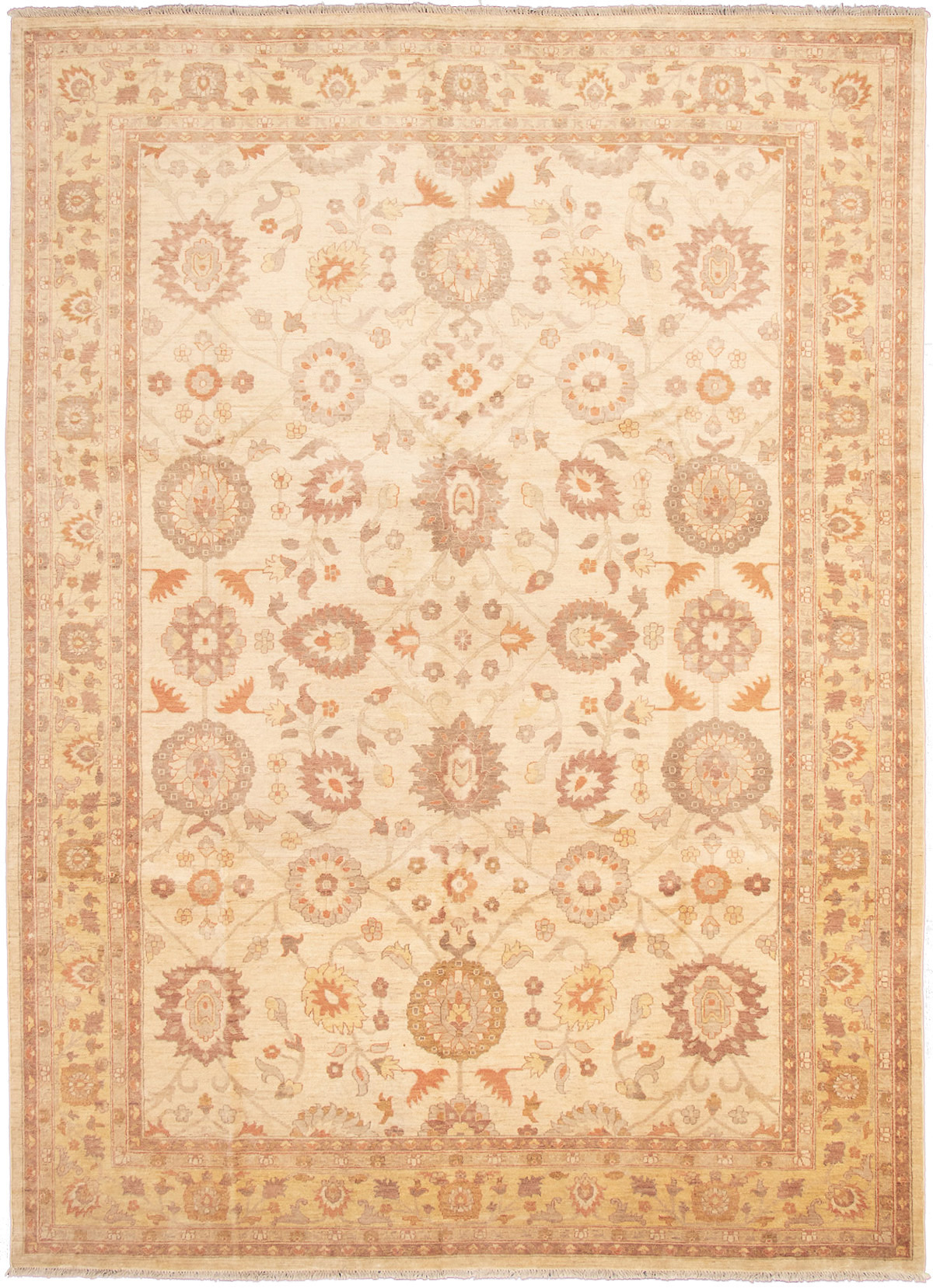 Hand-knotted Chobi Finest Cream Wool Rug 9'10" x 13'10" Size: 9'10" x 13'10"  