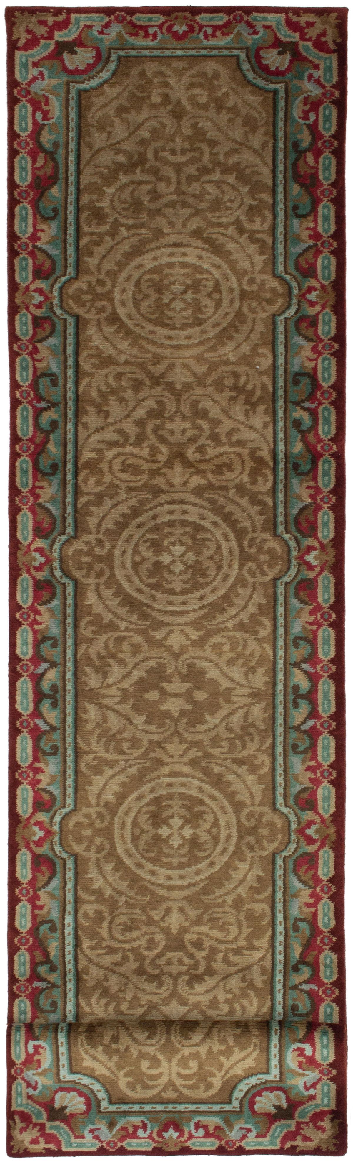 Hand-knotted Kathmandu Tan Wool Rug 2'8" x 11'11" Size: 2'8" x 11'11"  