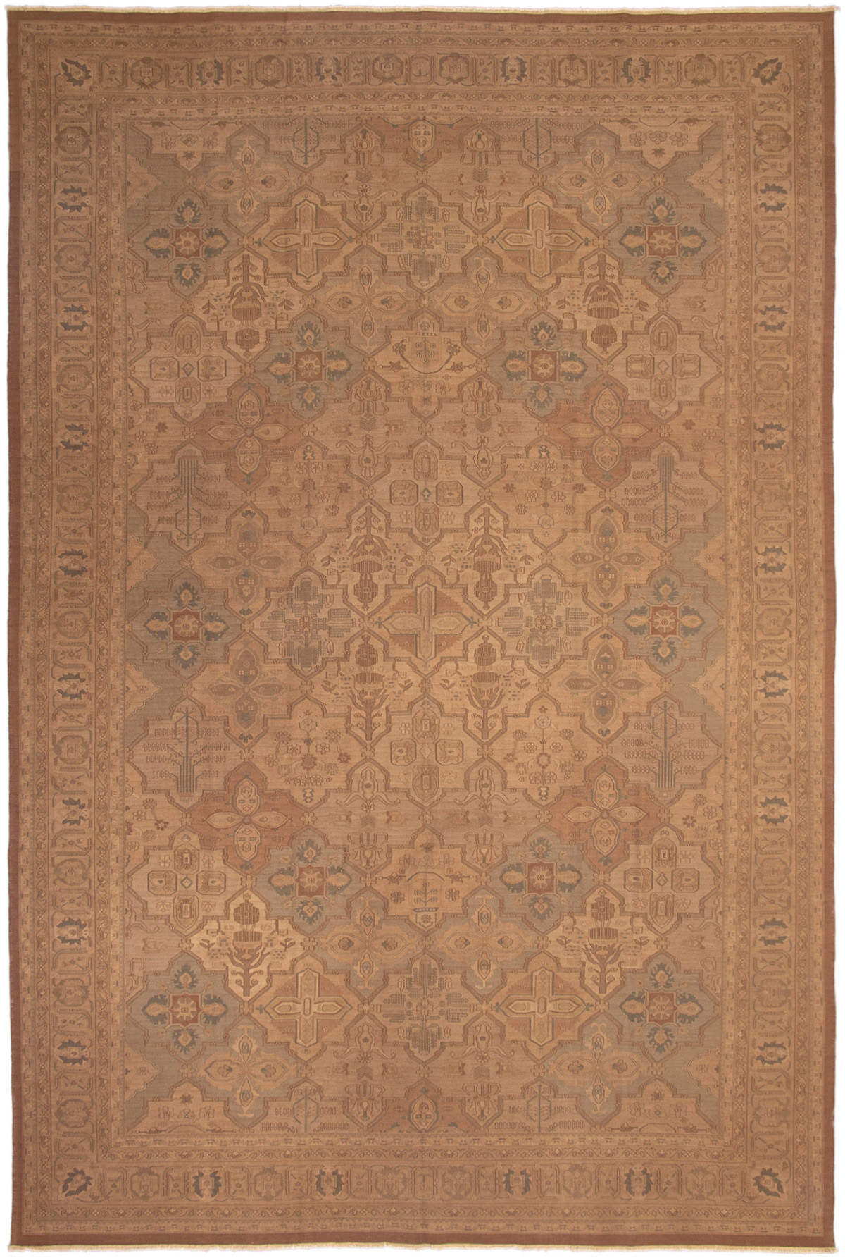 Hand woven Dynasty Tan Wool Tapestry Kilim 11'6" x 17'6" Size: 11'6" x 17'6"  