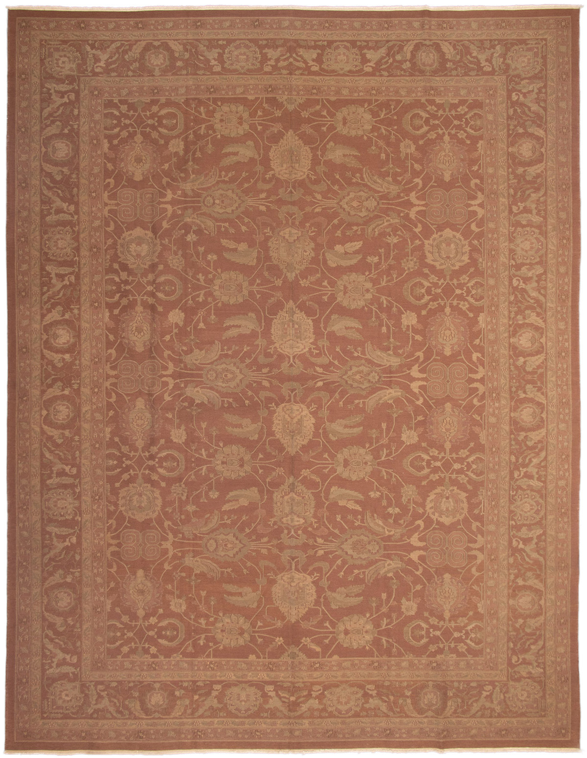 Hand woven Dynasty Dark Copper Wool Sumak 11'6" x 15'0" Size: 11'6" x 15'0"  