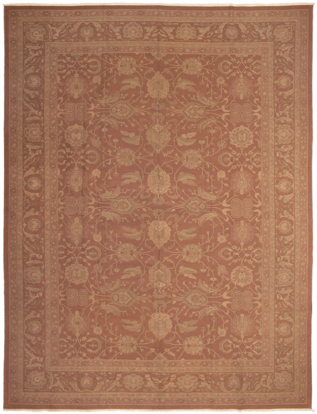 Hand woven Dynasty Dark Brown Wool Tapestry Kilim 11'6" x 17'6" Size: 11'6" x 17'6"  