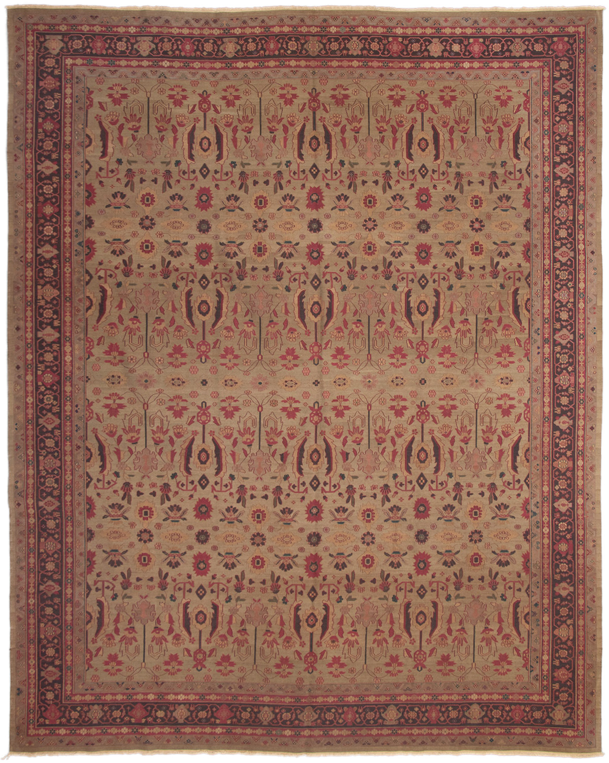 Hand woven Dynasty Dark Khaki Wool Tapestry Kilim 11'6" x 14'6" Size: 11'6" x 14'6"  
