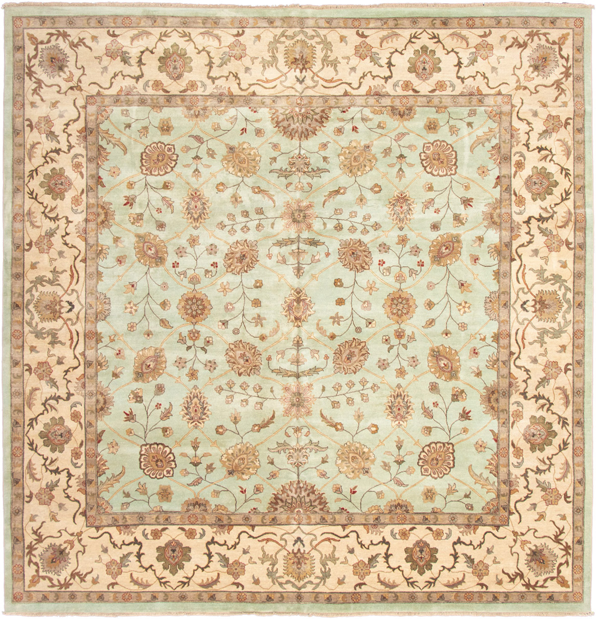 Hand-knotted Peshawar Finest Cyan Wool Rug 12'0" x 12'3" Size: 12'0" x 12'3"  