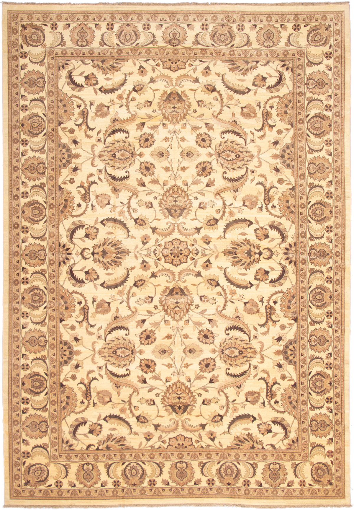 Hand-knotted Chobi Finest Cream Wool Rug 12'0" x 17'6" Size: 12'0" x 17'6"  