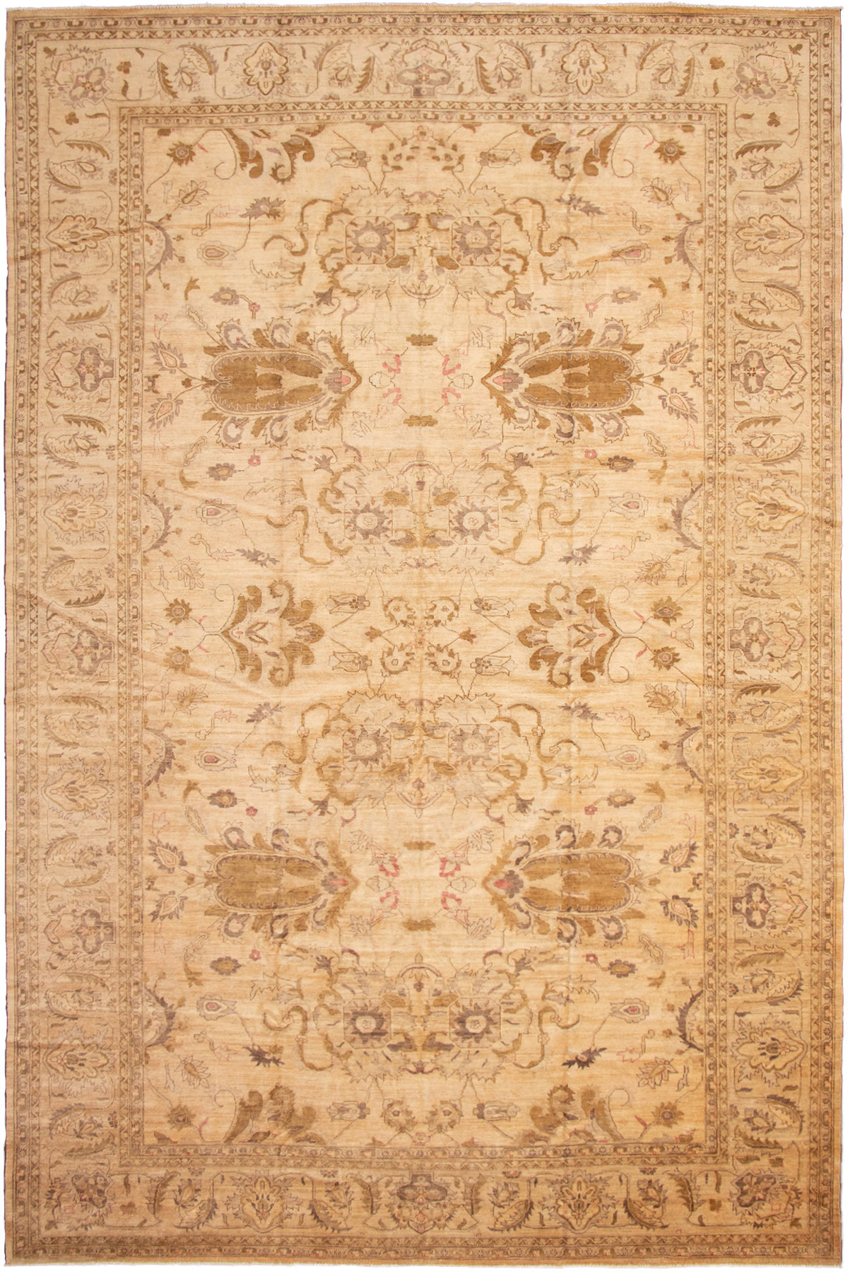 Hand-knotted Chobi Finest Beige Wool Rug 11'8" x 17'10" Size: 11'8" x 17'10"  