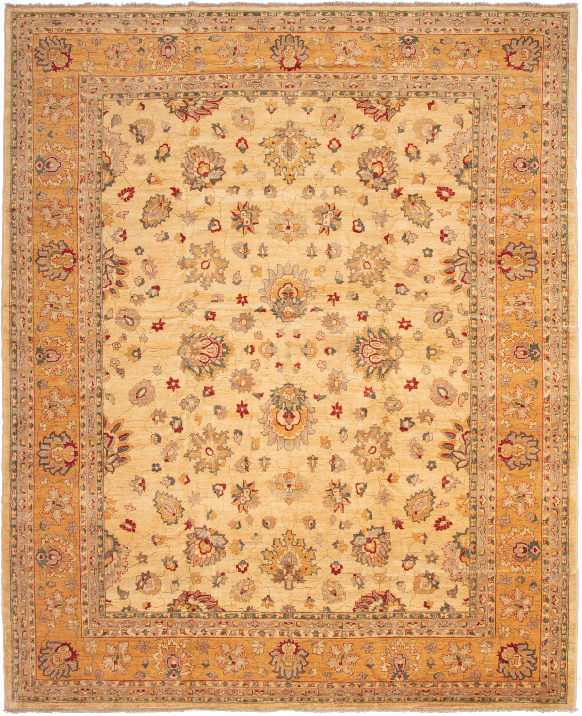 Hand-knotted Chobi Finest Ivory Wool Rug 12'0" x 14'10" Size: 12'0" x 14'10"  
