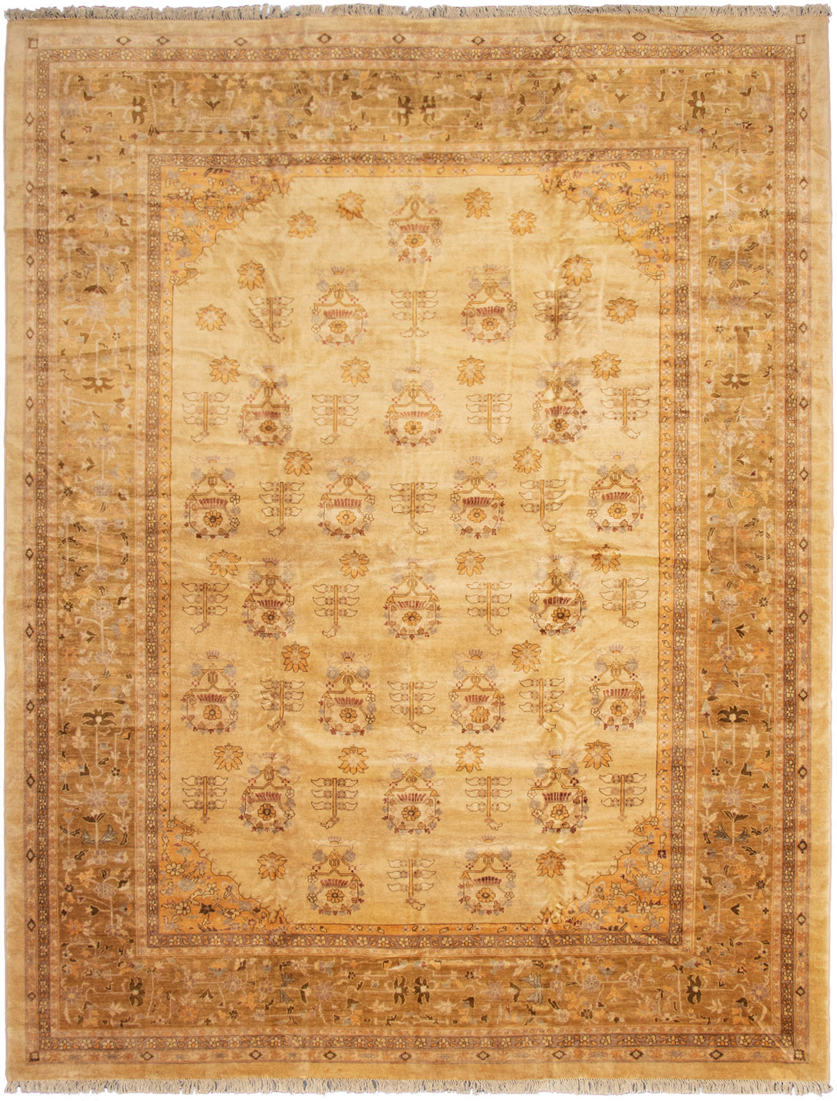 Hand-knotted Chobi Finest Cream Wool Rug 11'8" x 15'5" Size: 11'8" x 15'5"  