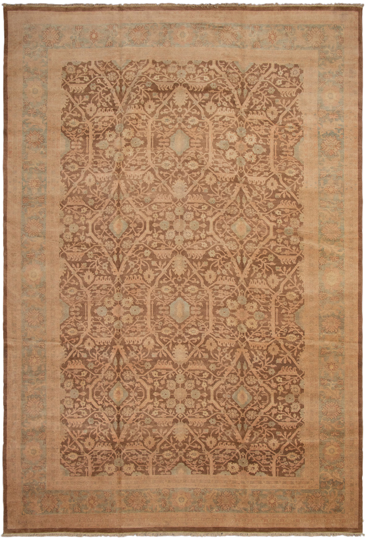 Hand-knotted Peshawar Finest Brown Wool Rug 12'0" x 18'5" Size: 12'0" x 18'5"  