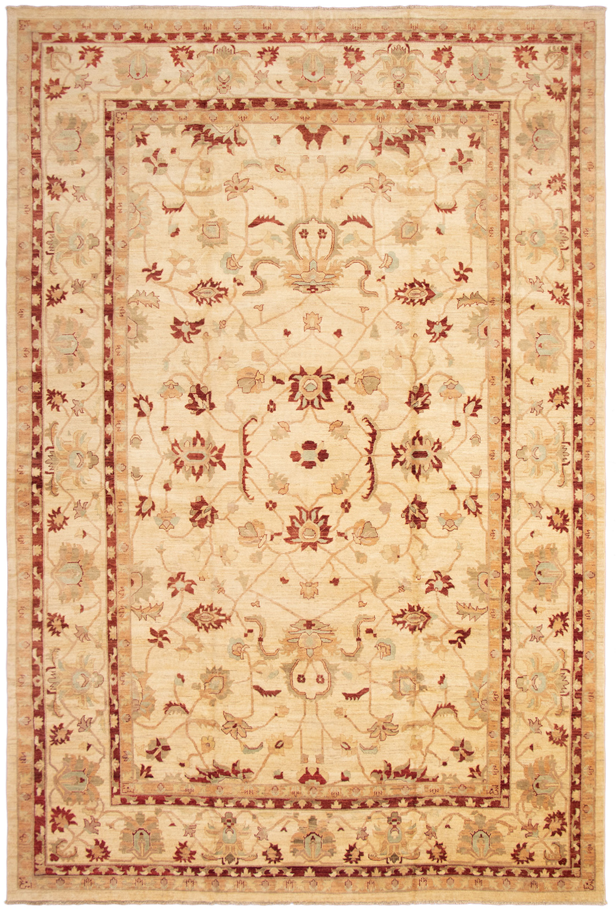 Hand-knotted Chobi Finest Cream Wool Rug 11'9" x 17'8" Size: 11'9" x 17'8"  
