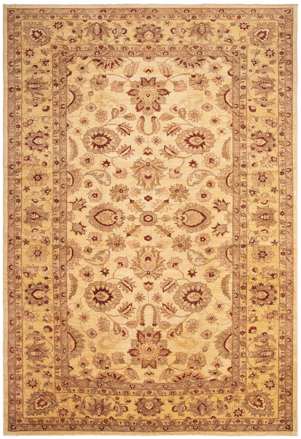 Hand-knotted Chobi Finest Cream Wool Rug 12'1" x 18'0" Size: 12'1" x 18'0"  