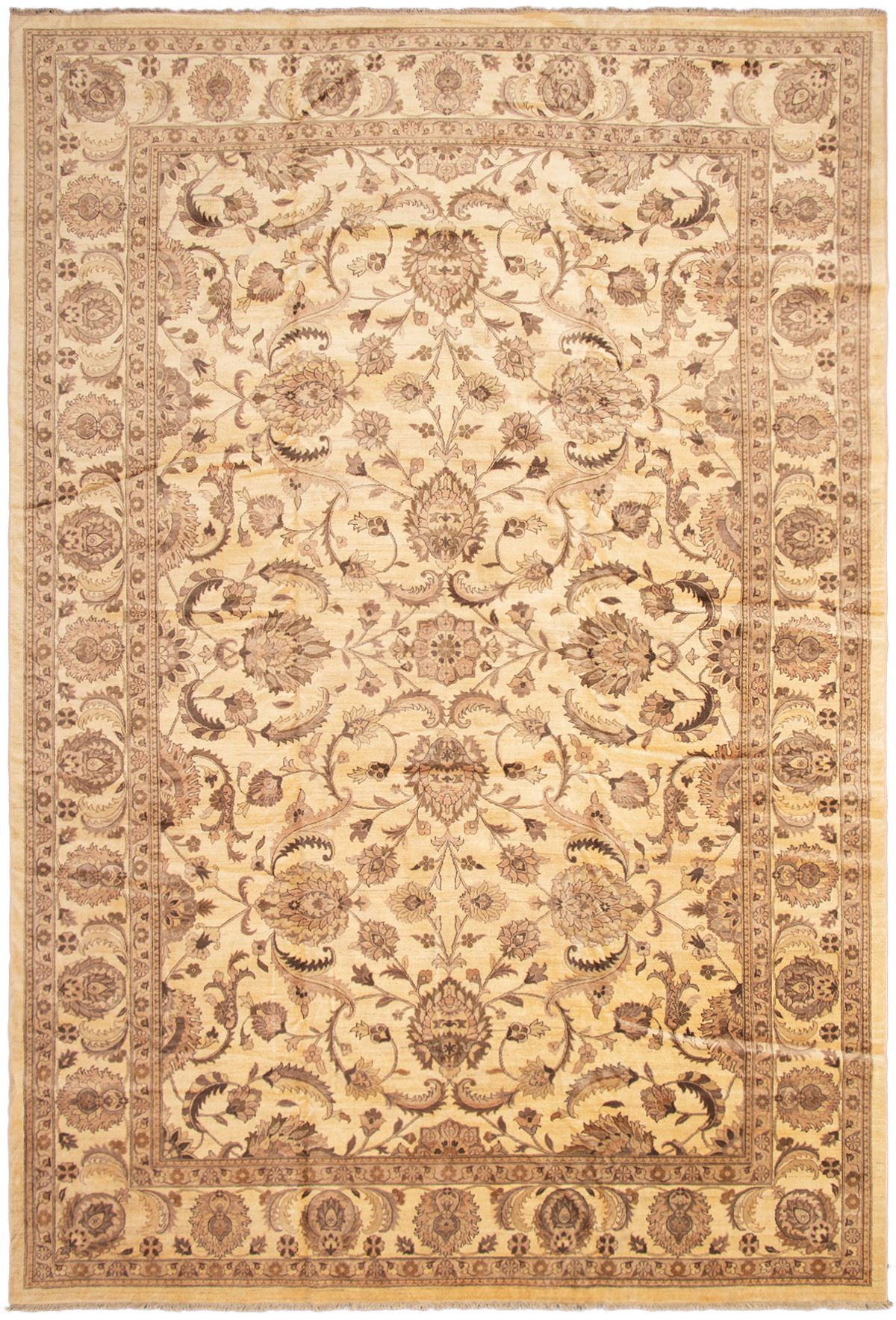 Hand-knotted Chobi Finest Cream Wool Rug 12'2" x 17'10" Size: 12'2" x 17'10"  