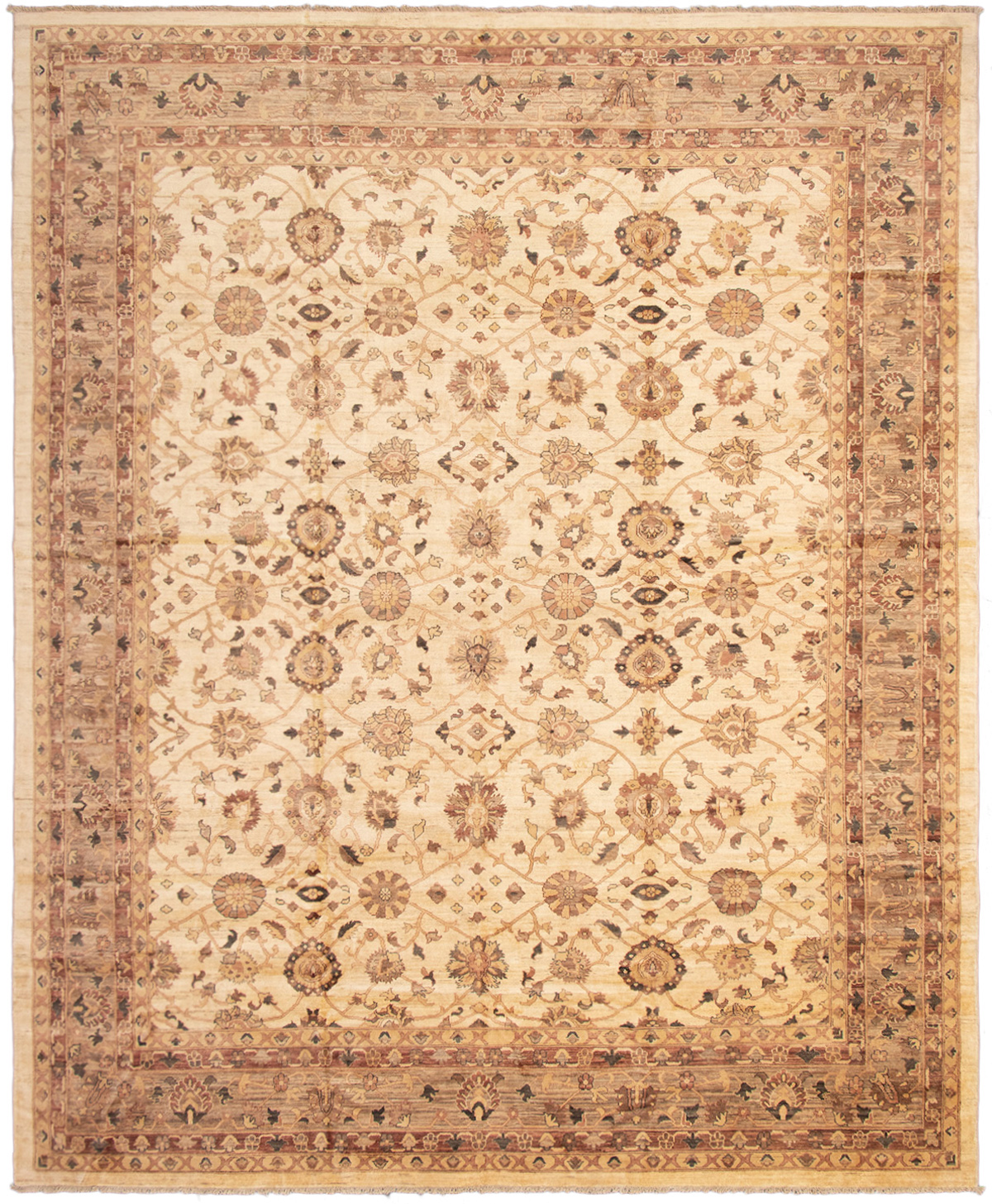 Hand-knotted Chobi Finest Cream Wool Rug 12'2" x 15'3" Size: 12'2" x 15'3"  