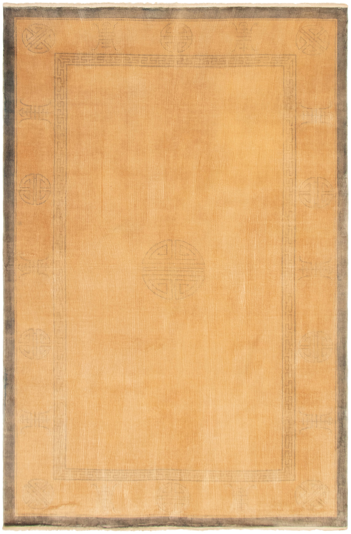 Hand-knotted Aubousson Tan Silk Rug 5'0" x 7'8" Size: 5'0" x 7'8"  