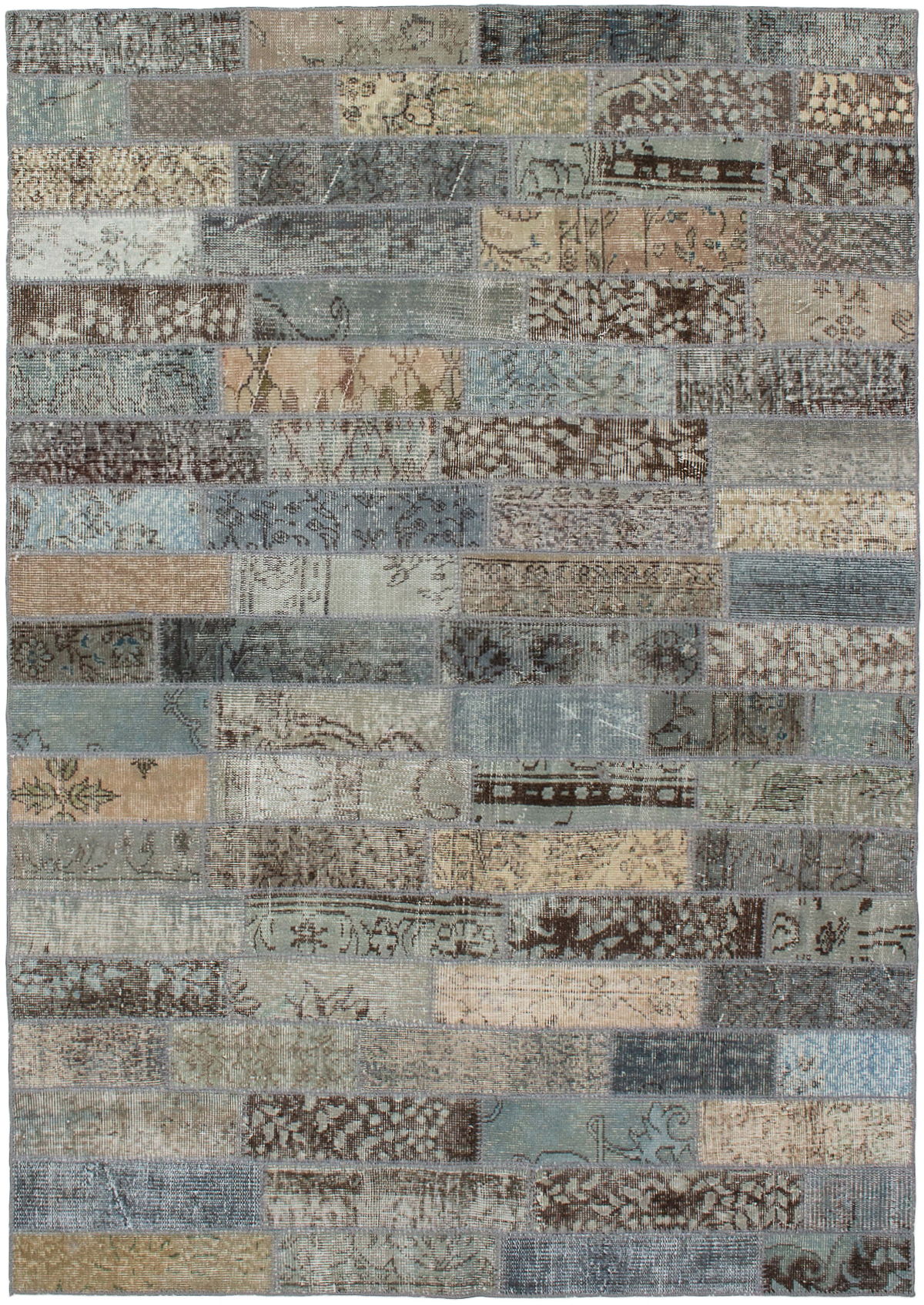Hand-knotted Color Transition Patch Grey Wool Rug 5'4" x 7'7" Size: 5'4" x 7'7"  