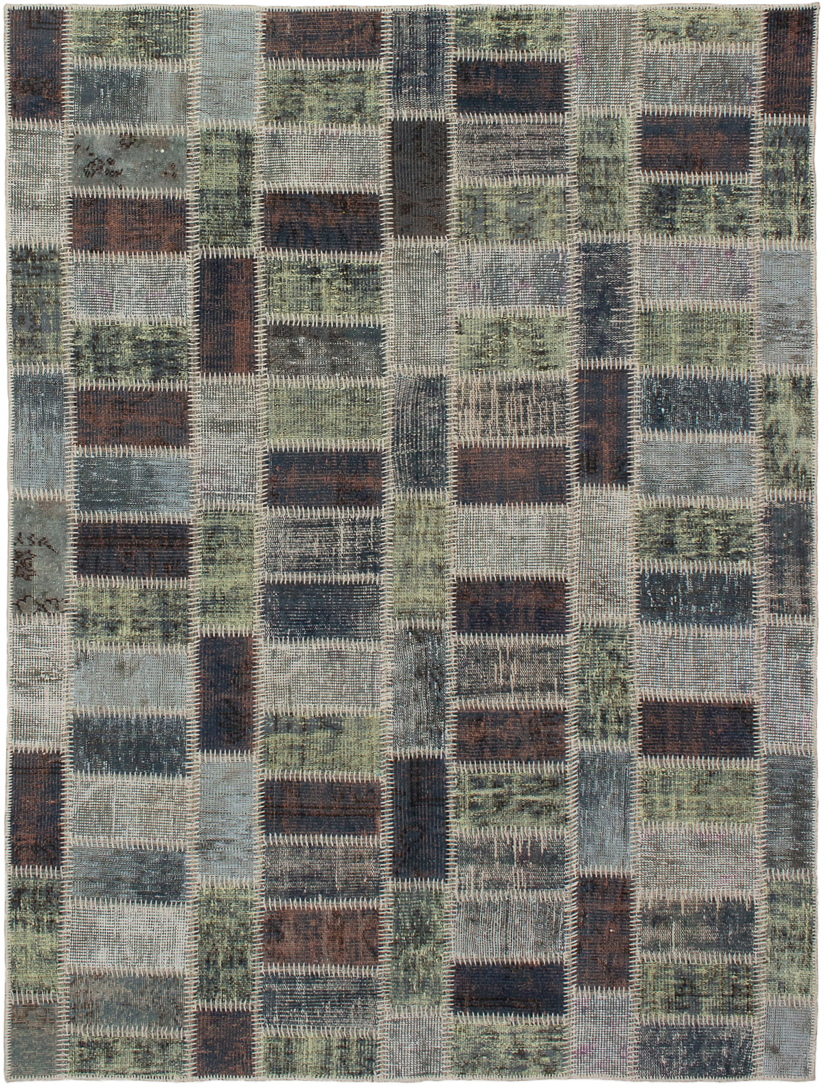 Hand-knotted Color Transition Patch Grey Wool Rug 5'7" x 7'7"  Size: 5'7" x 7'7"  