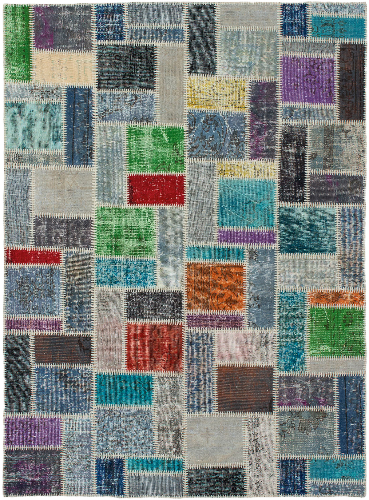 Hand-knotted Color Transition Patch Grey Wool Rug 5'9" x 8'0"  Size: 5'9" x 8'0"  