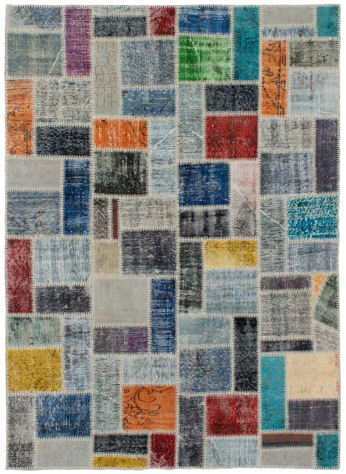 Hand-knotted Color Transition Patch Grey Wool Rug 5'8" x 7'10" Size: 5'8" x 7'10"  