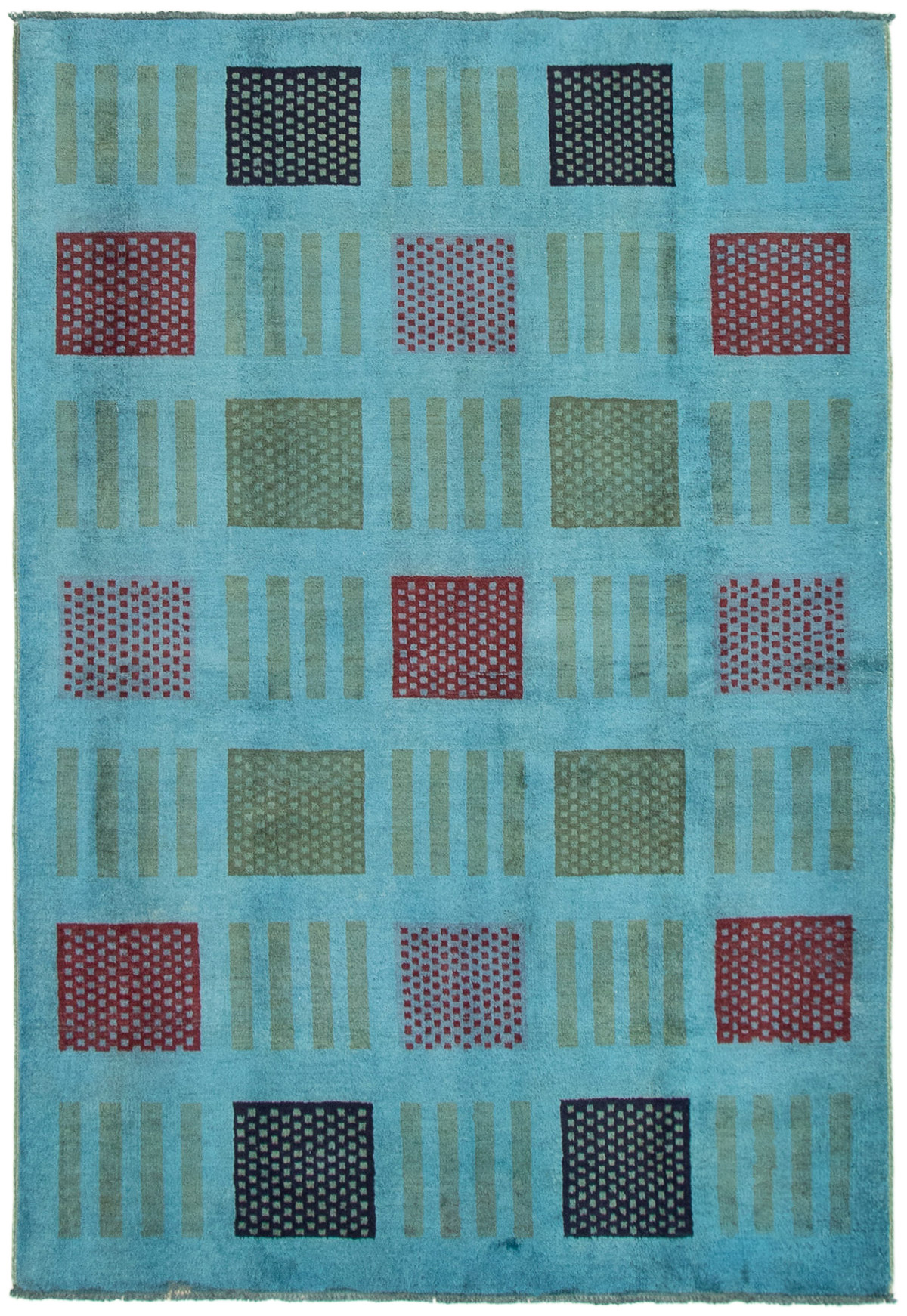 Hand-knotted Color Transition Turquoise Wool Rug 4'1" x 6'1" Size: 4'1" x 6'1"  