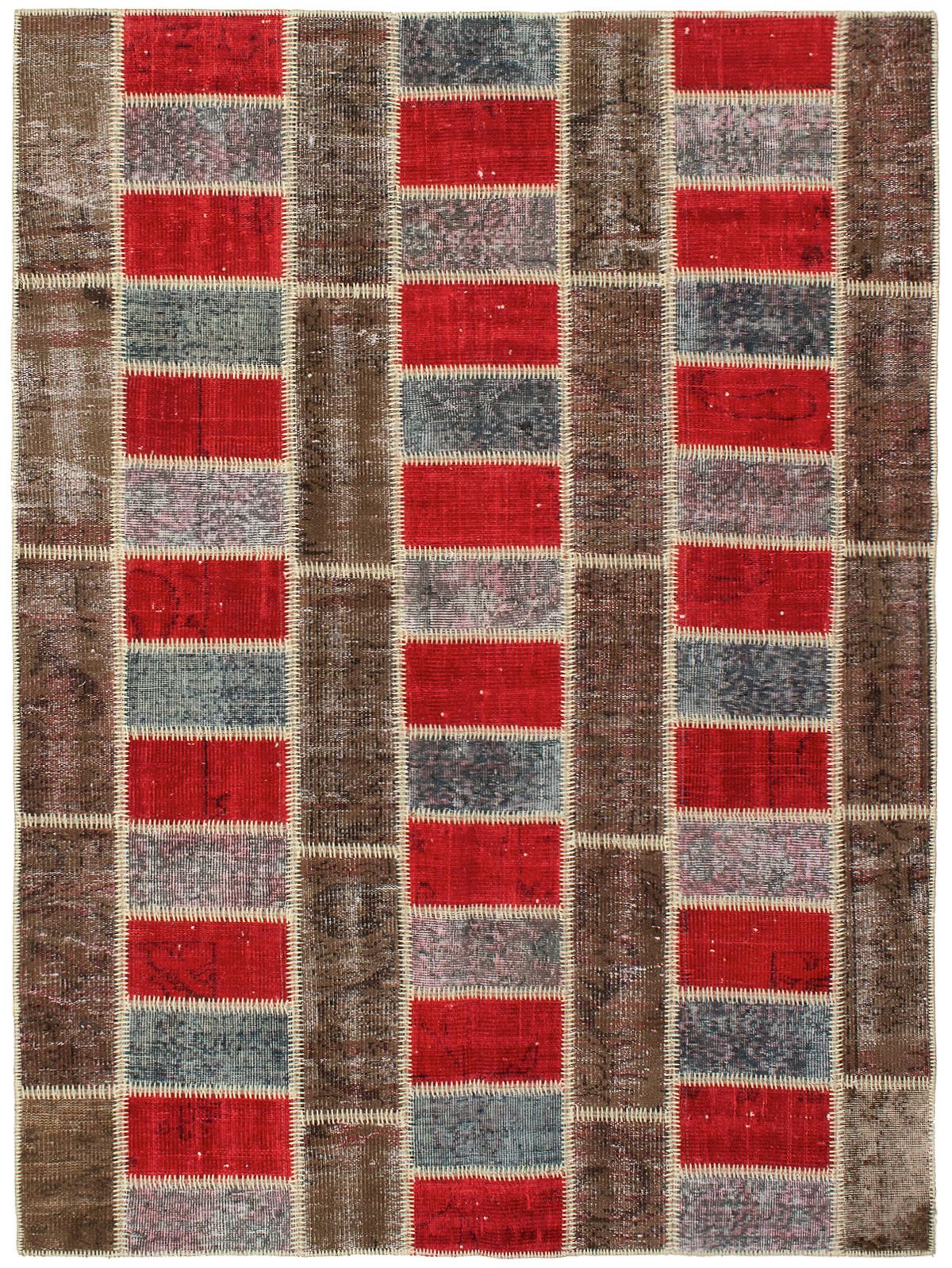 Hand-knotted Color Transition Patch Brown Wool Rug 5'7" x 7'6" Size: 5'7" x 7'6"  
