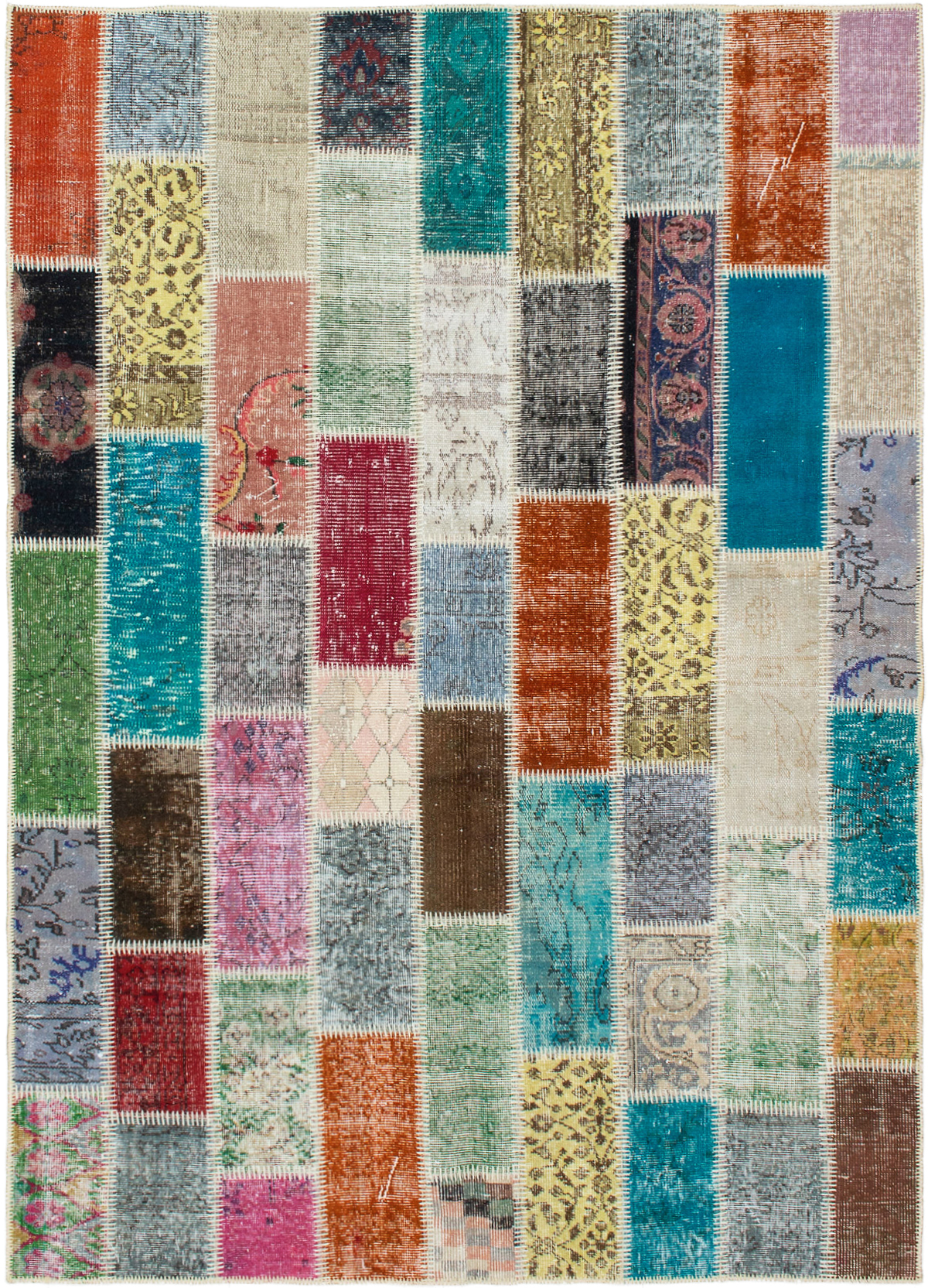 Hand-knotted Color Transition Patch Light Khaki, Turquoise Wool Rug 5'7" x 7'9" Size: 5'7" x 7'9"  