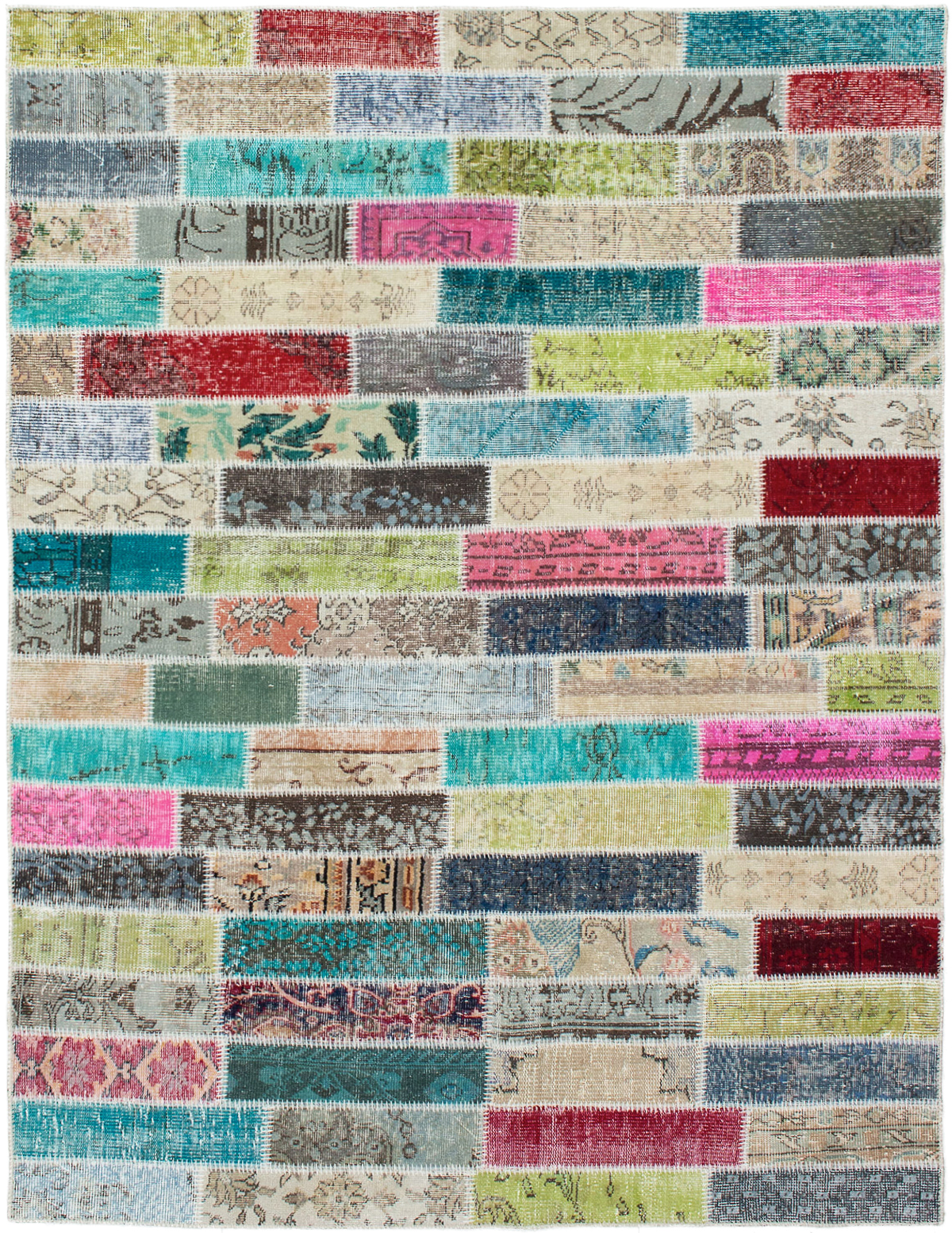 Hand-knotted Color Transition Patch Cyan, Olive Wool Rug 5'8" x 7'6" Size: 5'8" x 7'6"  