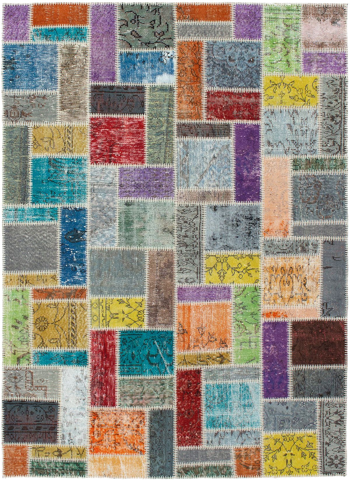 Hand-knotted Color Transition Patch Grey, Purple Wool Rug 5'9" x 7'11" Size: 5'9" x 7'11"  