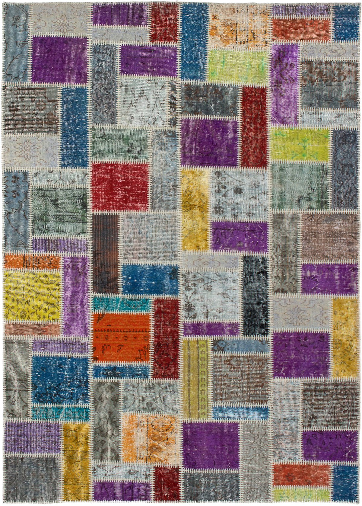Hand-knotted Color Transition Patch Grey, Purple Wool Rug 5'9" x 8'1" Size: 5'9" x 8'1"  
