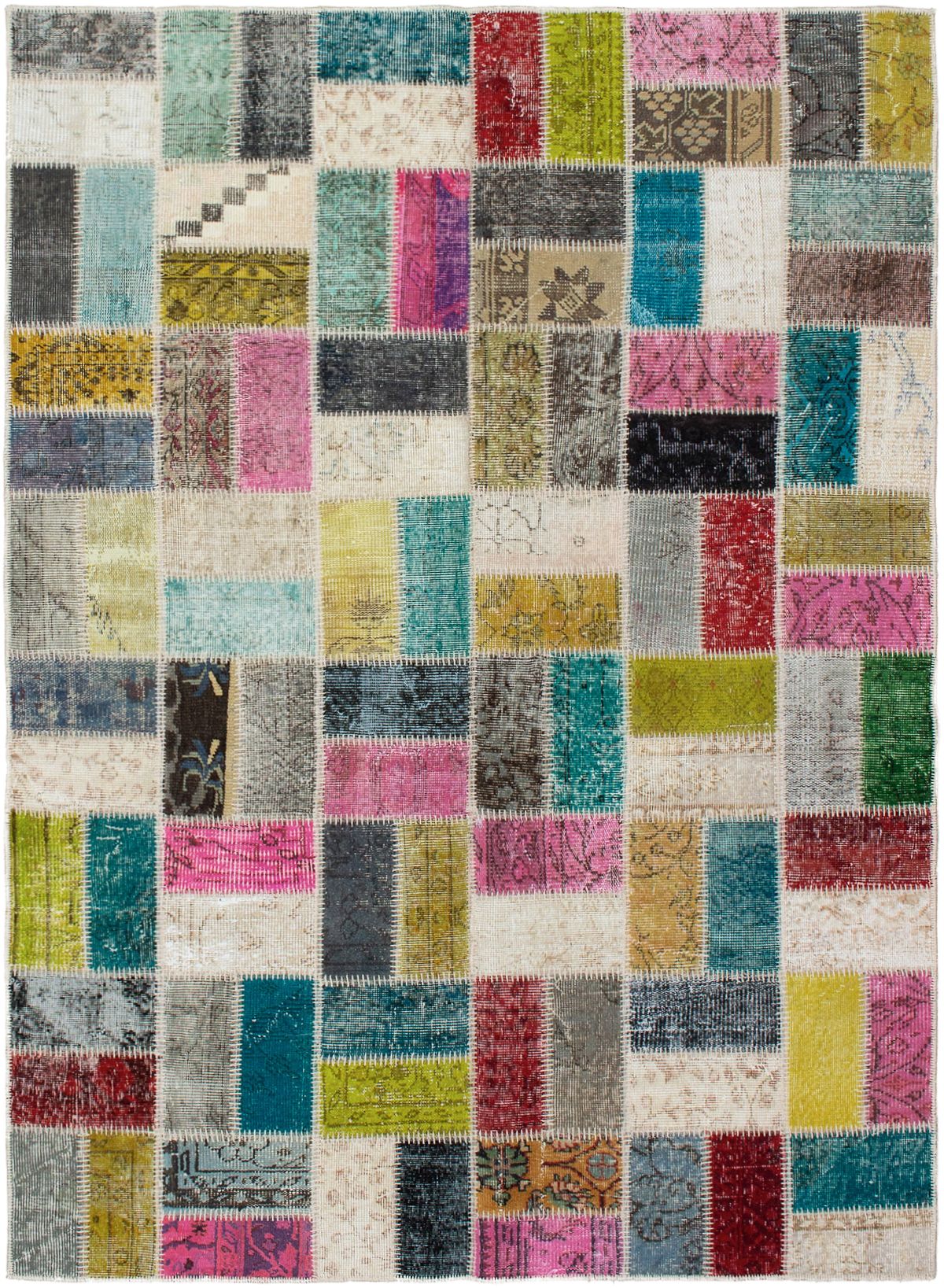 Hand-knotted Color Transition Patch Grey, Pink Wool Rug 5'6" x 7'9" Size: 5'6" x 7'9"  