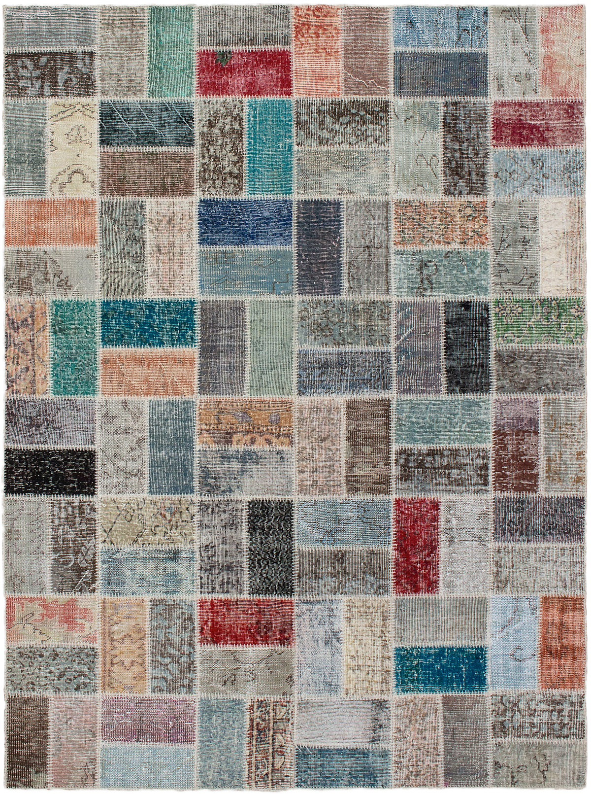 Hand-knotted Color Transition Patch Brown, Grey Wool Rug 5'10" x 7'9" Size: 5'10" x 7'9"  