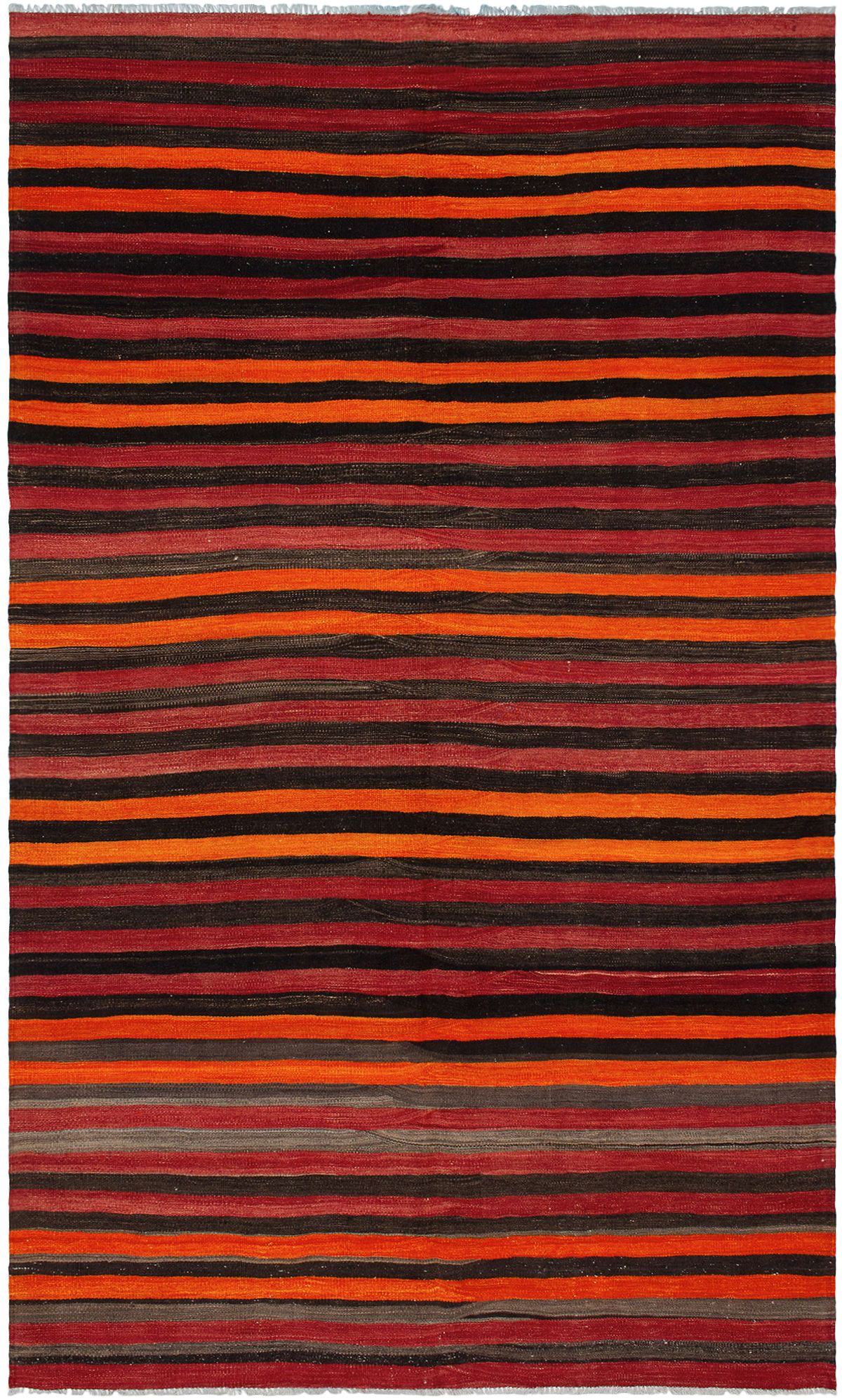 Hand woven Bohemian Dark Red Wool Kilim 6'0" x 10'2" Size: 6'0" x 10'2"  