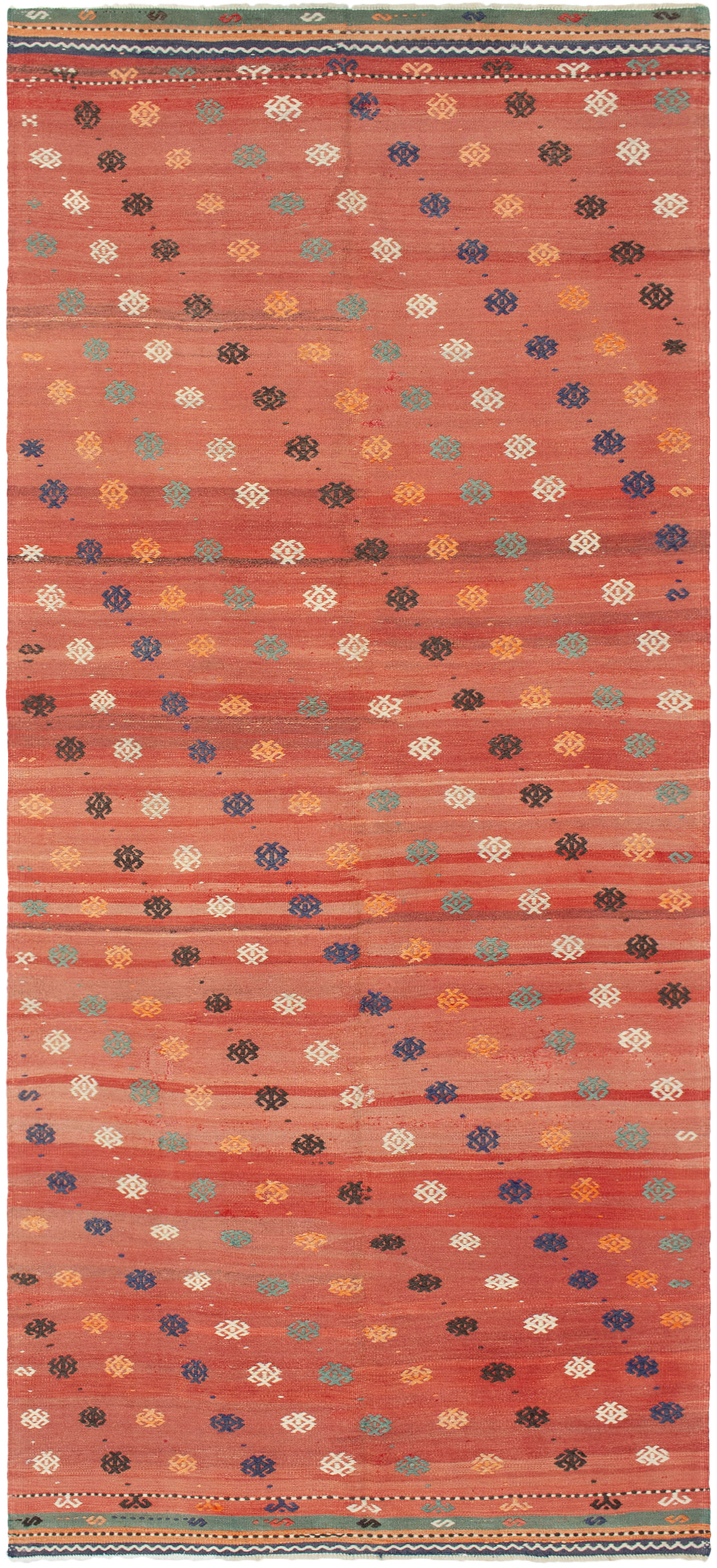 Hand woven Kashkoli FW Copper Wool Kilim 4'9" x 10'9" Size: 4'9" x 10'9"  