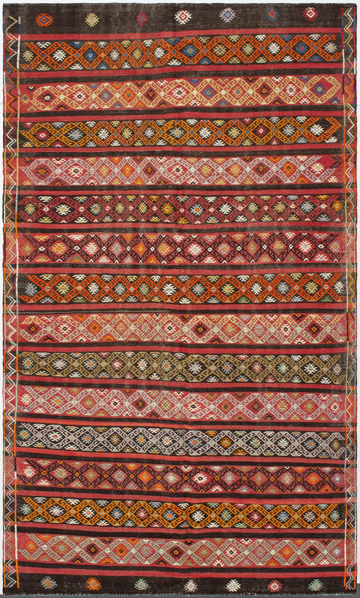 Hand woven Kashkoli FW Red Wool Kilim 6'3" x 10'5" Size: 6'3" x 10'5"  