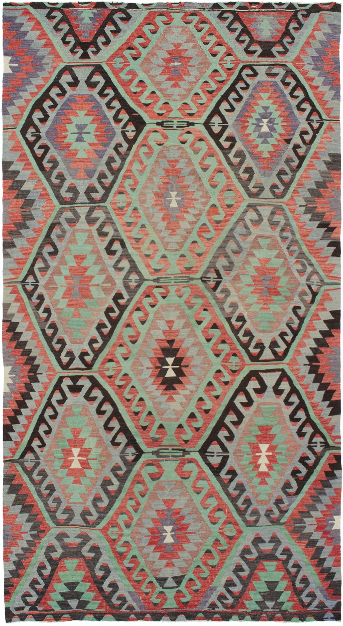 Hand woven Sivas Dark Copper Wool Kilim 5'4" x 10'6" Size: 5'4" x 10'6"  