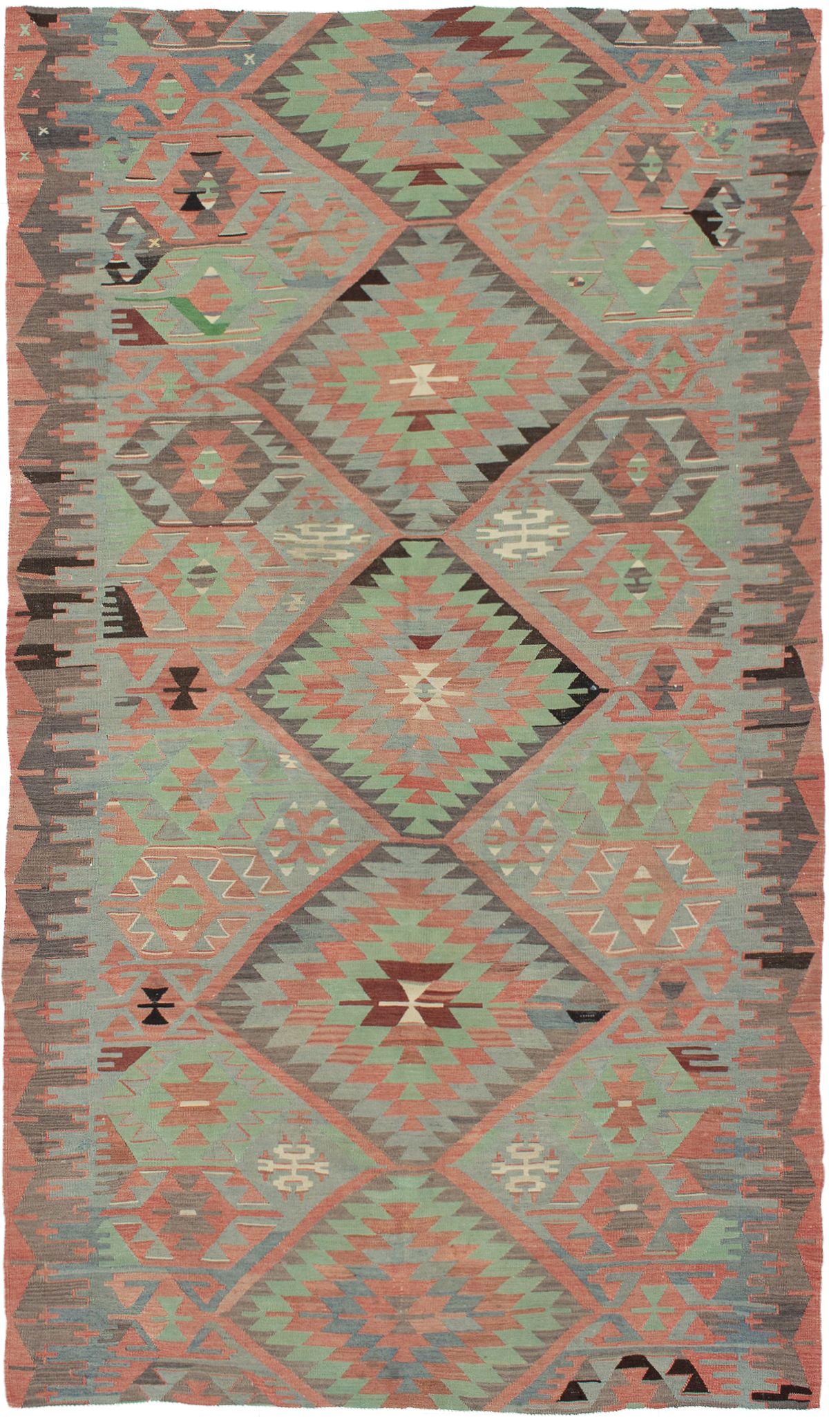 Hand woven Sivas Dark Copper Wool Kilim 5'2" x 10'8" Size: 5'2" x 10'8"  