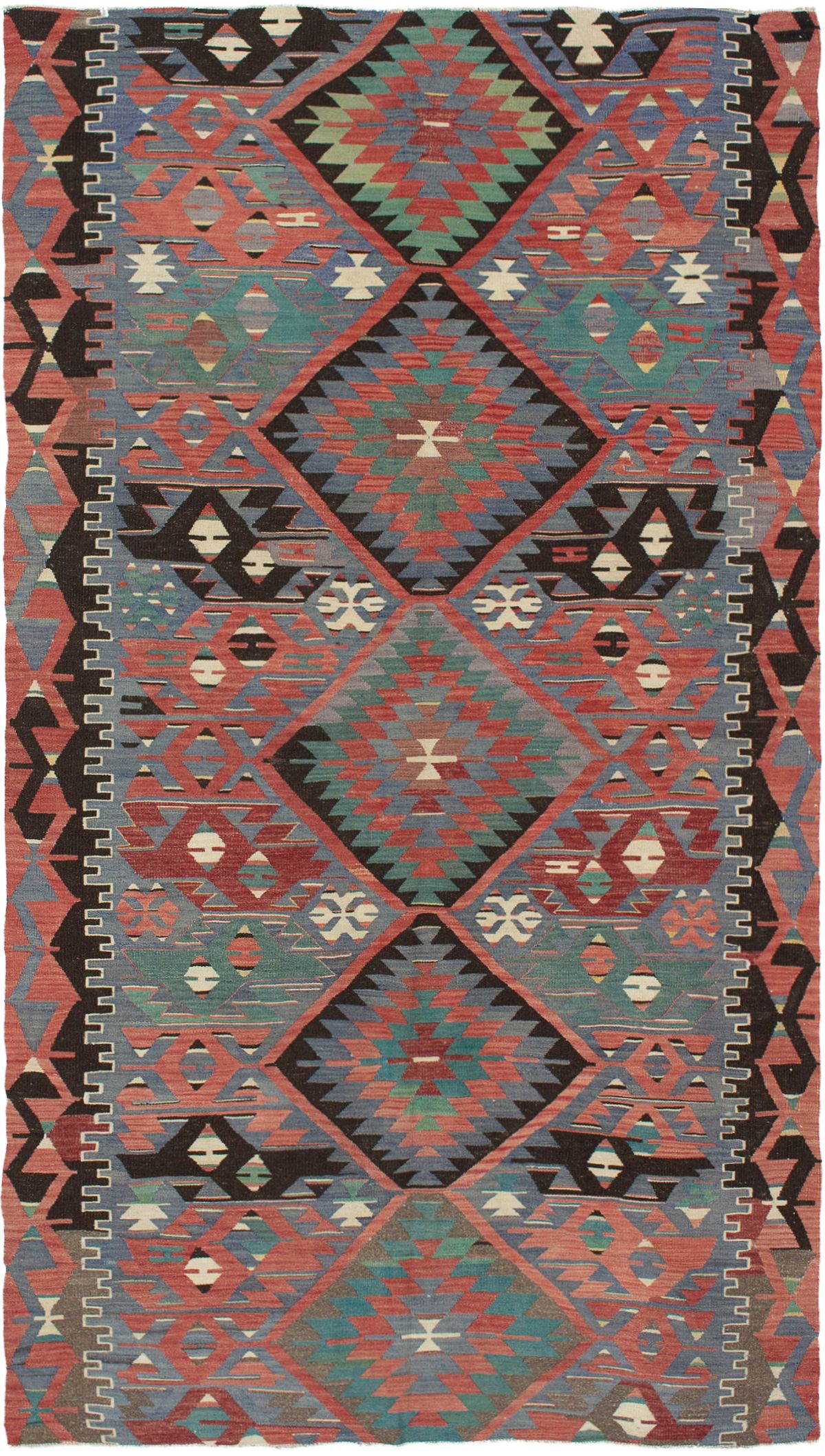 Hand woven Sivas Dark Copper Wool Kilim 5'1" x 9'6" Size: 5'1" x 9'6"  