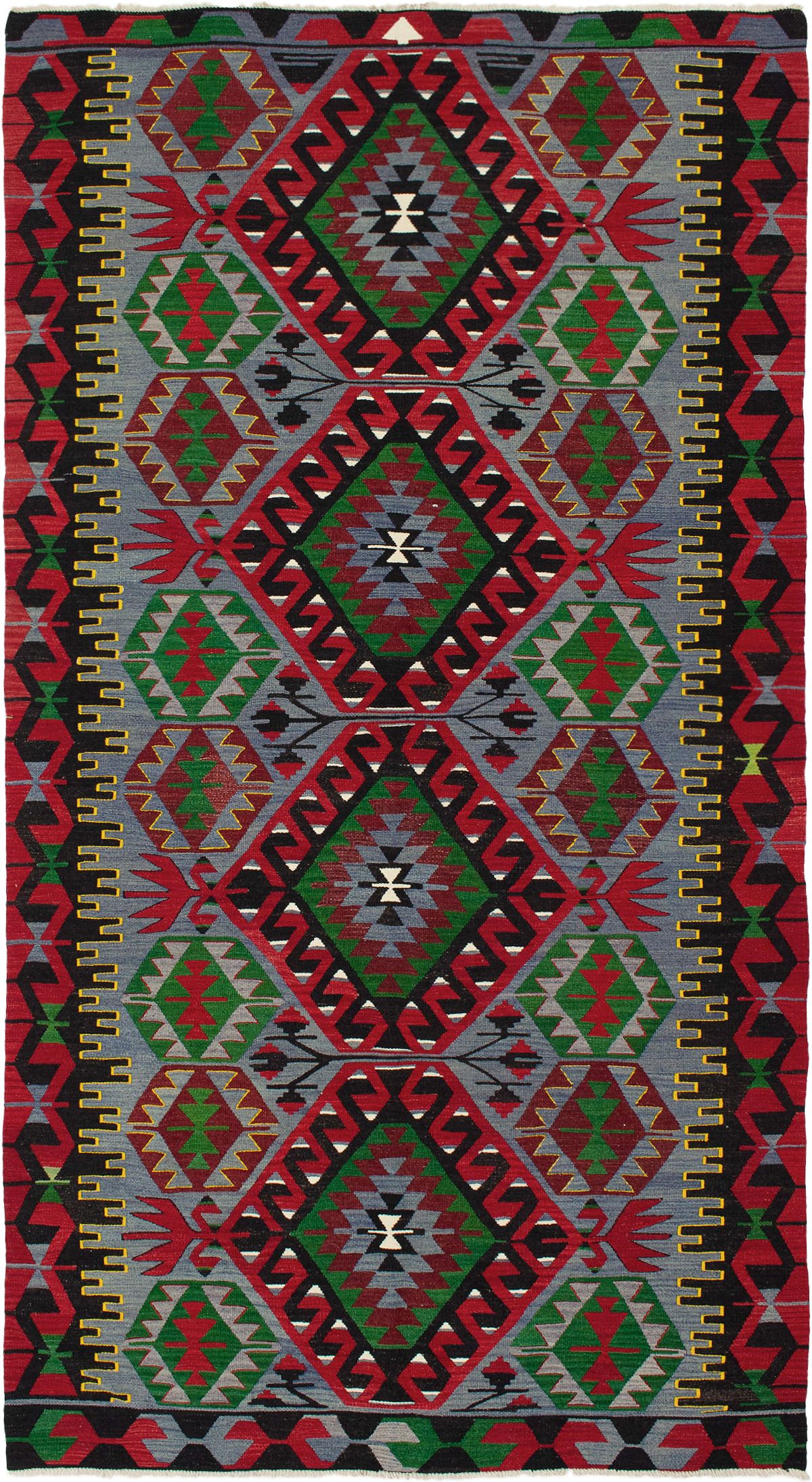 Hand woven Sivas Red Wool Kilim 5'3" x 10'1" Size: 5'3" x 10'1"  