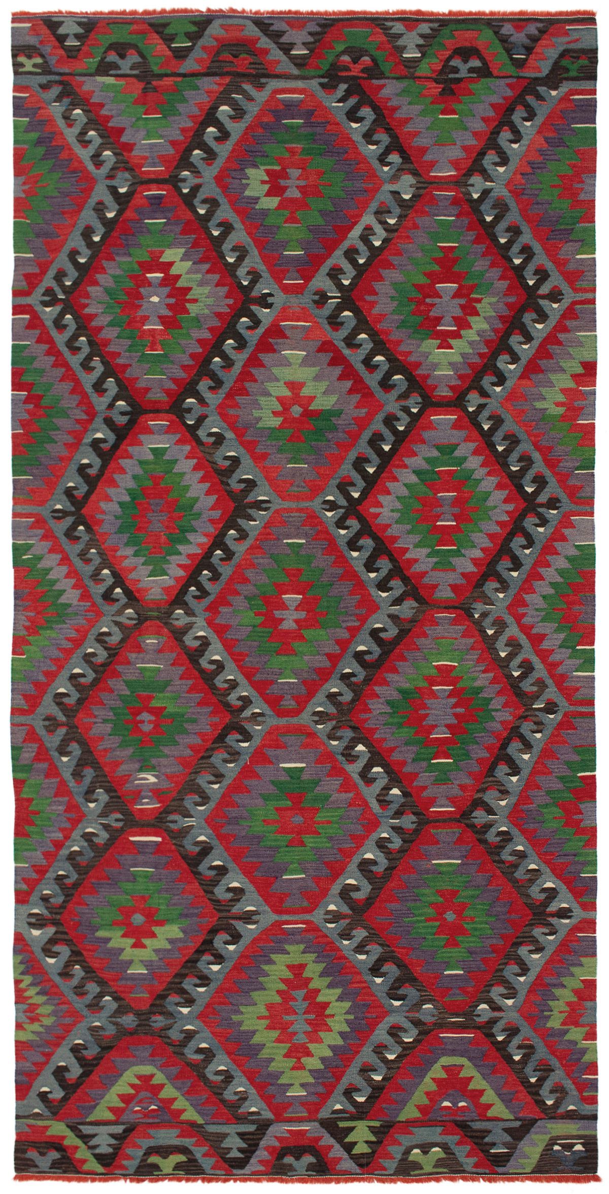 Hand woven Sivas Red Wool Kilim 5'5" x 10'9" Size: 5'5" x 10'9"  