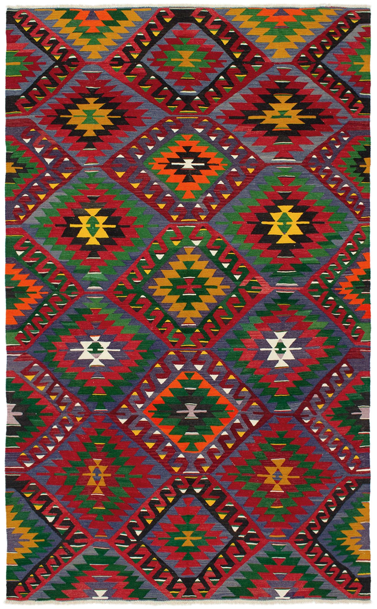 Hand woven Sivas Red Wool Kilim 6'0" x 9'10" Size: 6'0" x 9'10"  