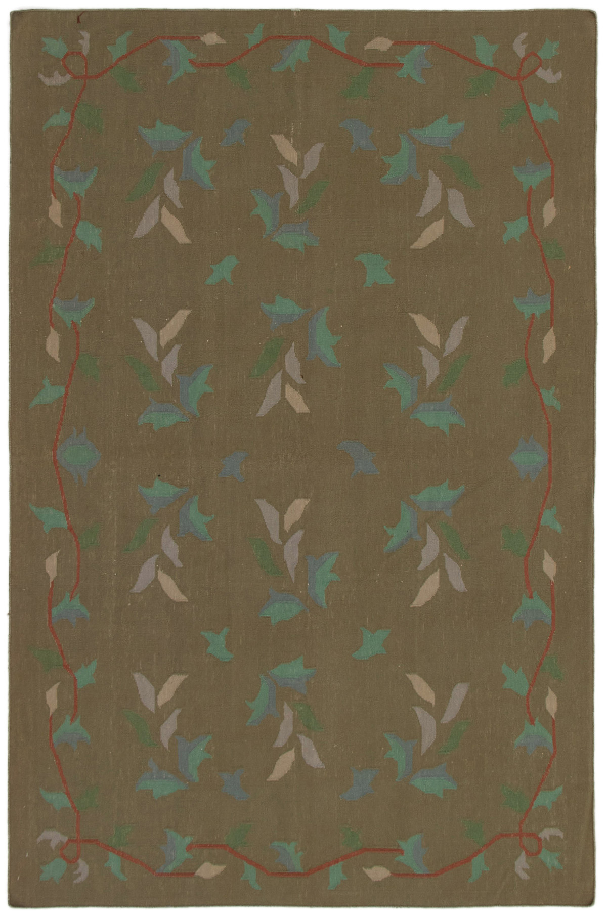 Hand woven Ankara FW Olive Wool Kilim 5'10" x 9'1" Size: 5'10" x 9'1"  