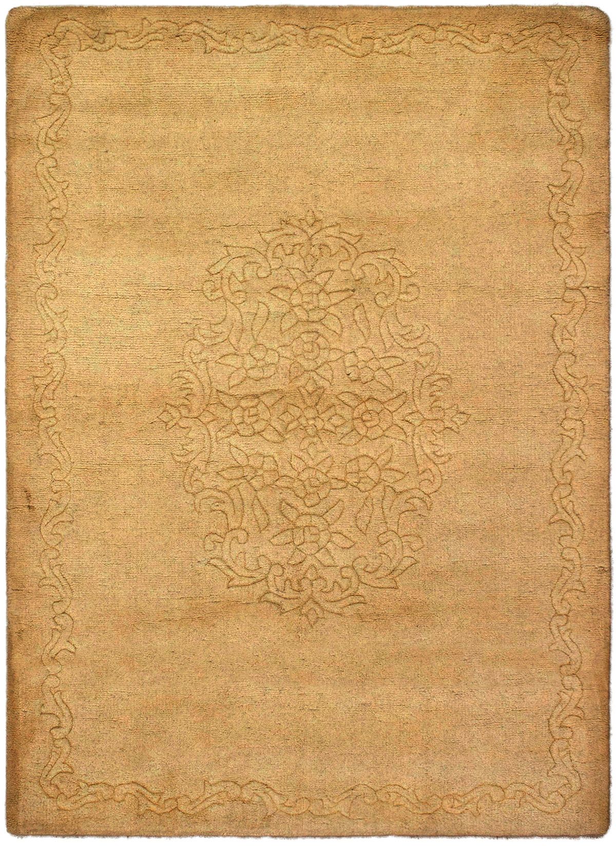 Hand-knotted Indo Vintage Cream Wool Rug 4'0" x 6'0"  Size: 4'0" x 6'0"  