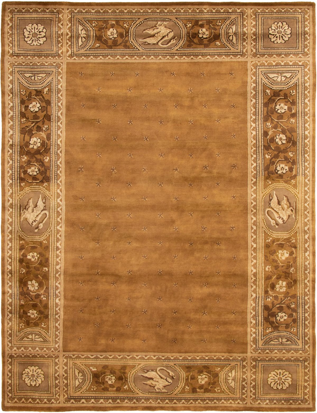 Hand-knotted Indo Vintage Brown Wool Rug 8'9" x 11'8" Size: 8'9" x 11'8"  
