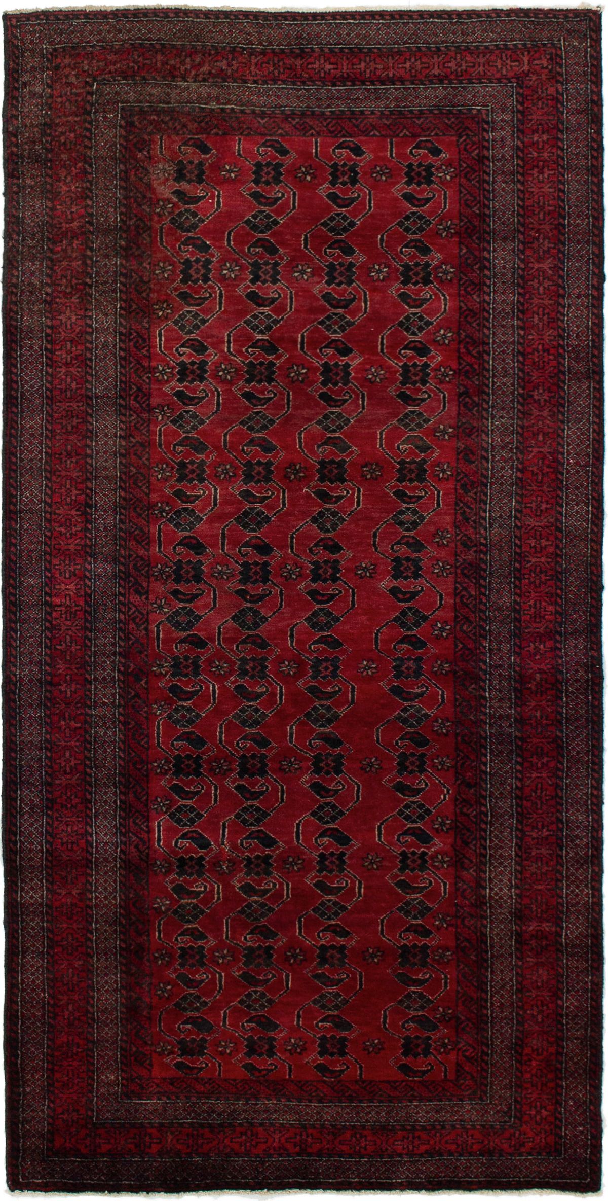 Hand-knotted Rizbaft Red Wool Rug 3'2" x 6'6" Size: 3'2" x 6'6"  