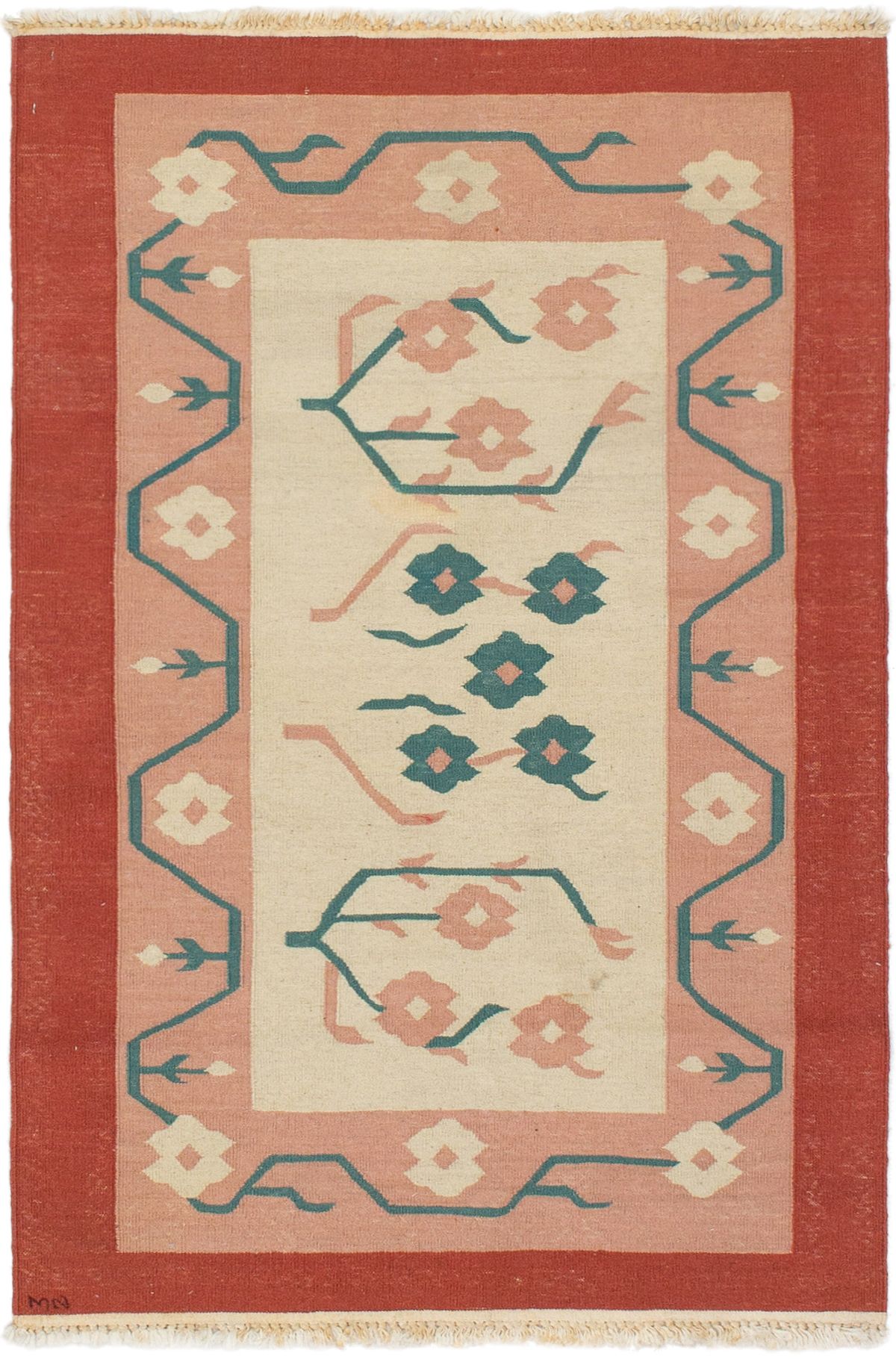 Hand woven Tribal Gabbeh Light Khaki Wool Kilim 3'0" x 4'10" Size: 3'0" x 4'10"  