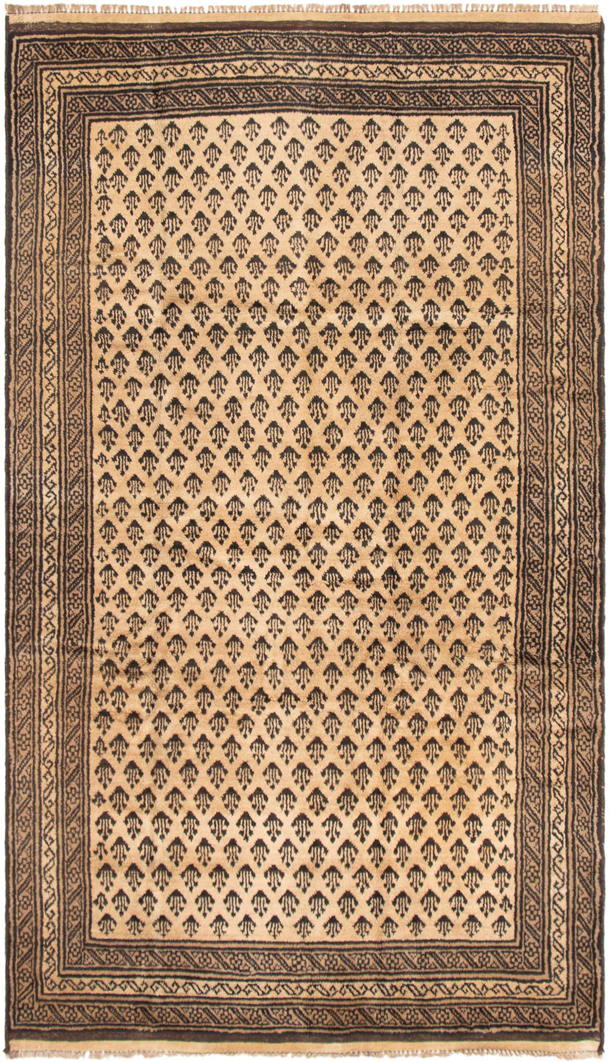Hand-knotted Teimani Tan Wool Rug 5'6" x 9'3" Size: 5'6" x 9'3"  