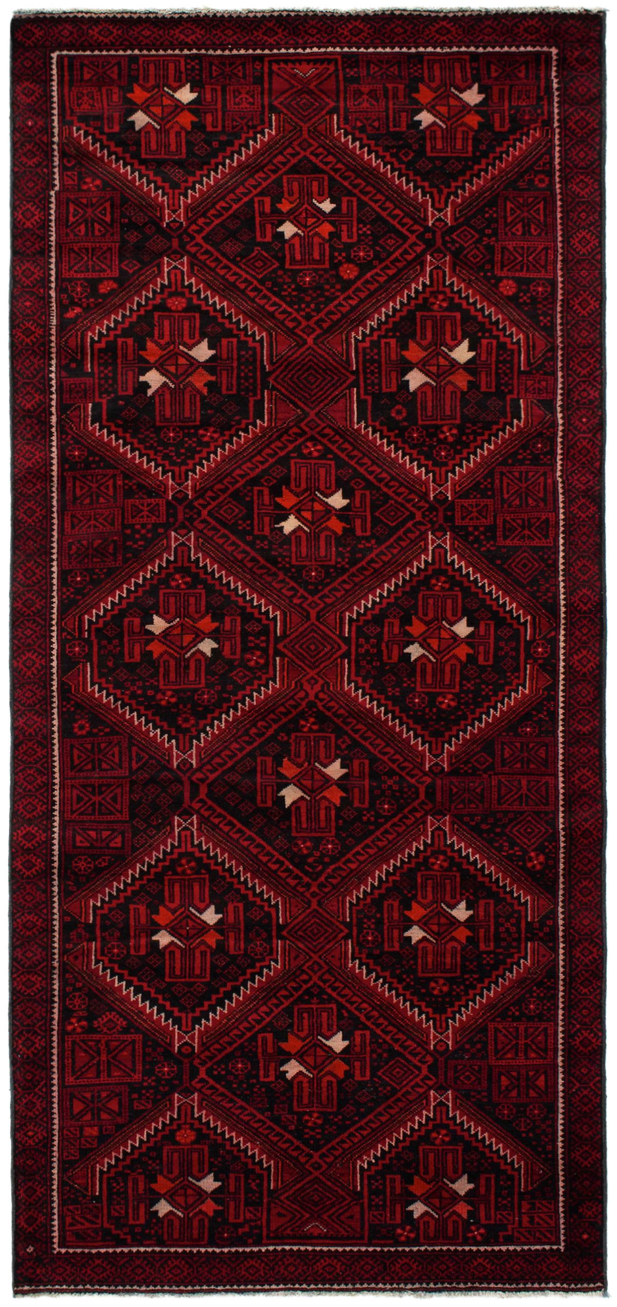 Hand-knotted Rizbaft Dark Red Wool Rug 3'11" x 8'9" Size: 3'11" x 8'9"  