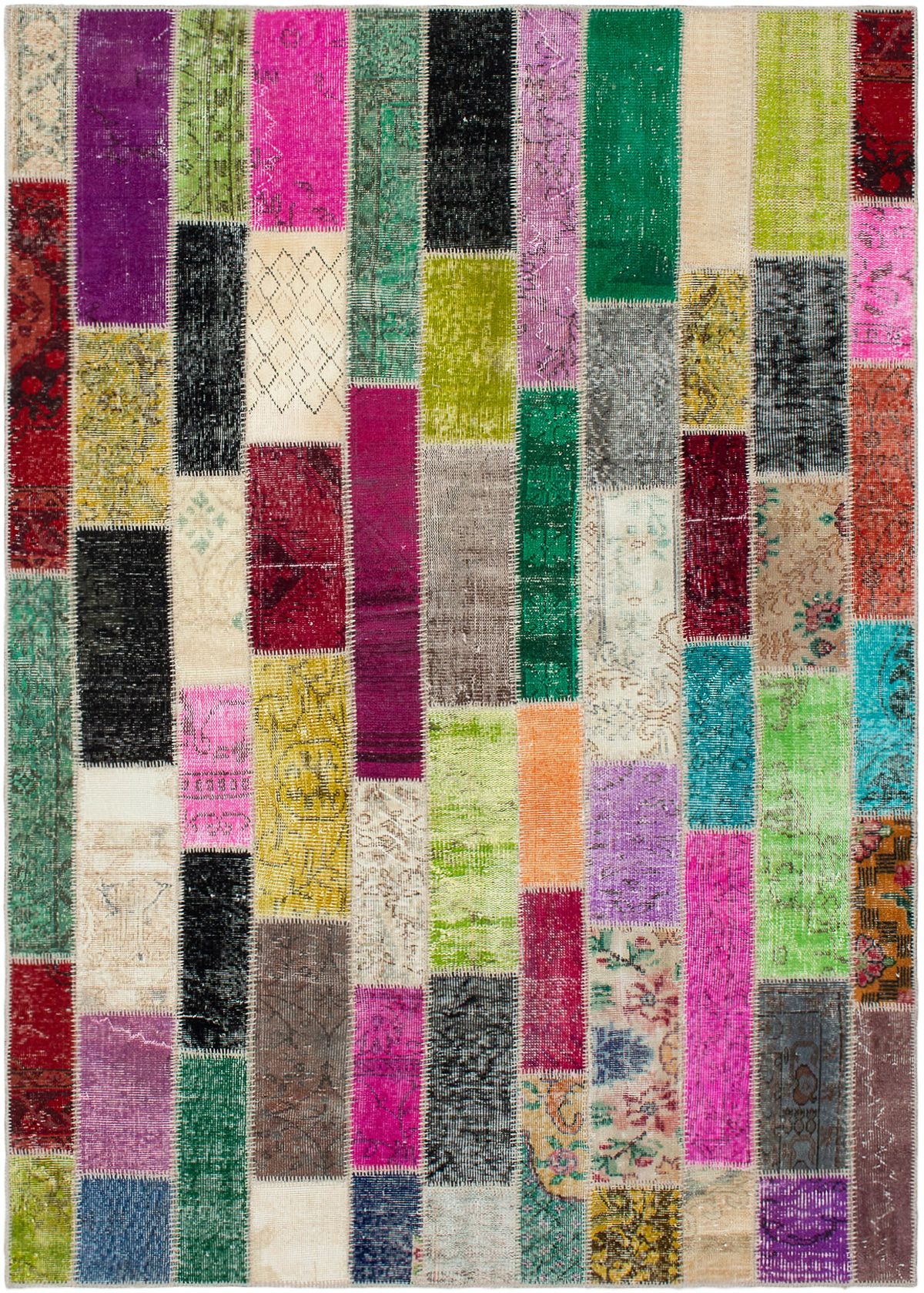 Hand-knotted Color Transition Patch Dark Red, Green Wool Rug 5'9" x 8'2" Size: 5'9" x 8'2"  