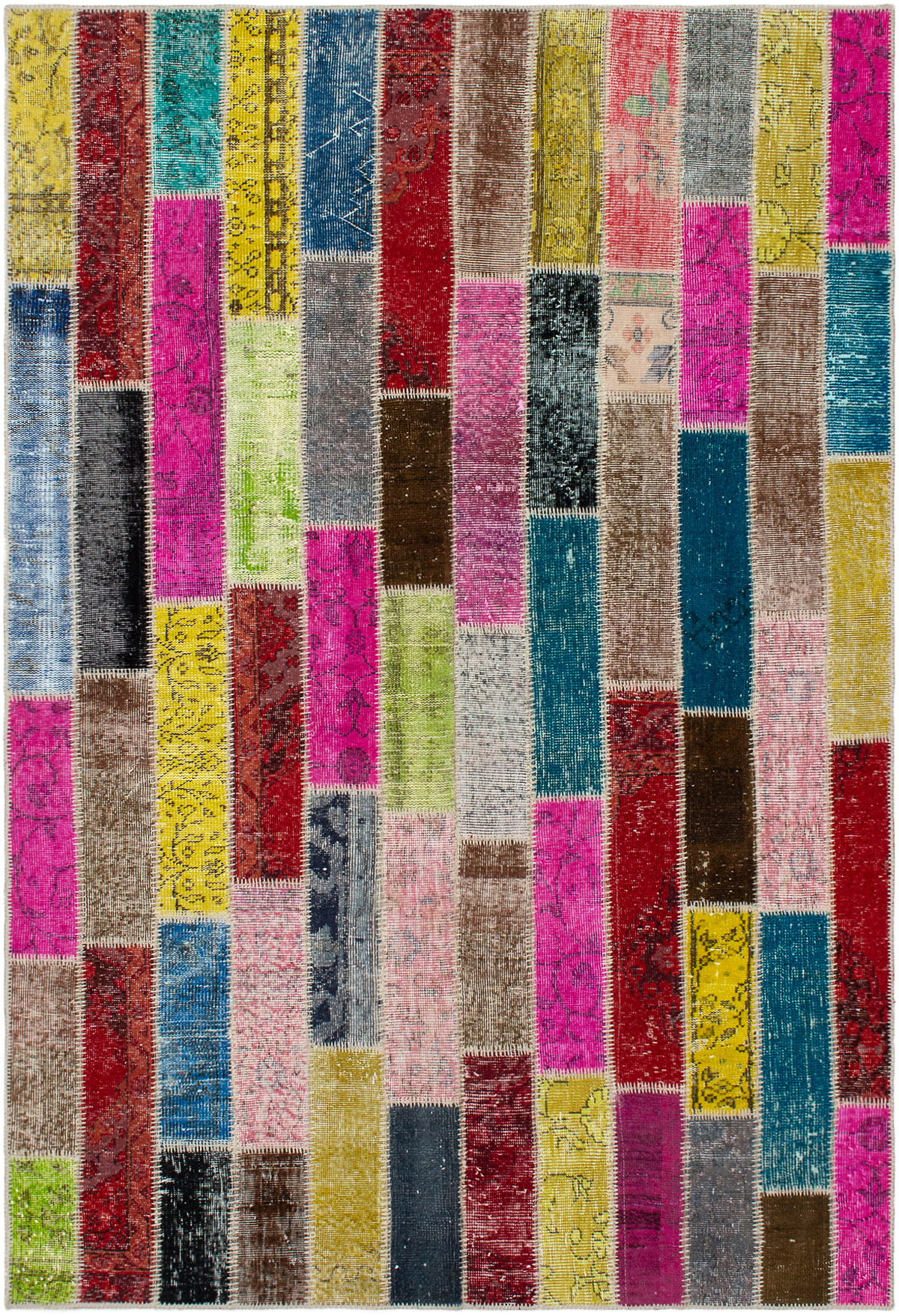 Hand-knotted Color Transition Patch Dark Pink, Dark Red Wool Rug 5'6" x 8'1" Size: 5'6" x 8'1"  