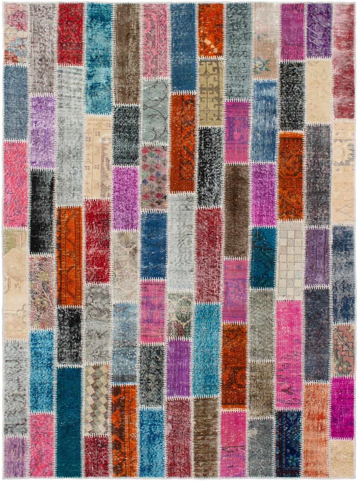 Hand-knotted Color Transition Patch Dark Pink, Grey Wool Rug 5'11" x 8'0" Size: 5'11" x 8'0"  